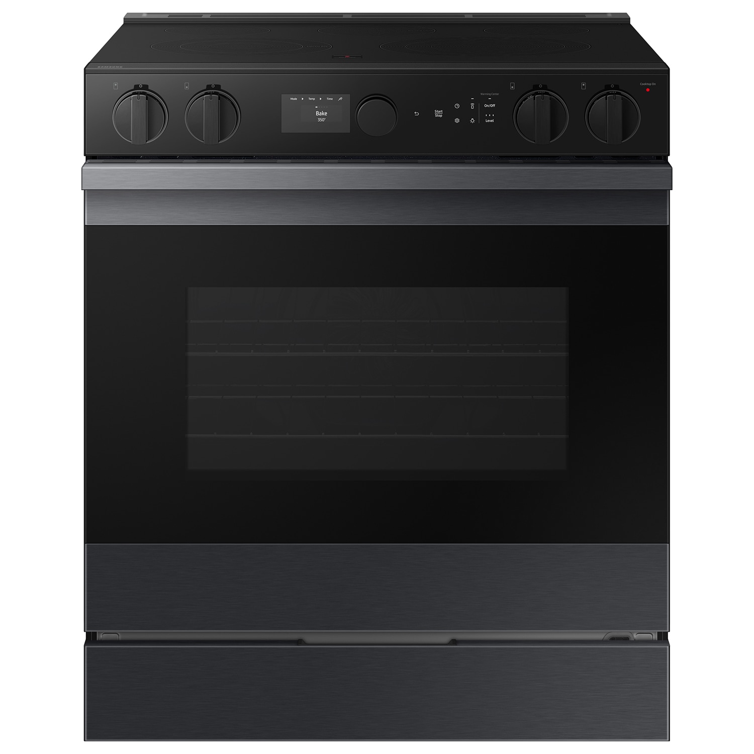 Samsung Bespoke 30-in Glass Top 5 burners 6.3-cu ft Air Fry Convection Oven Slide-In Electric Range ( Matte Black Steel )