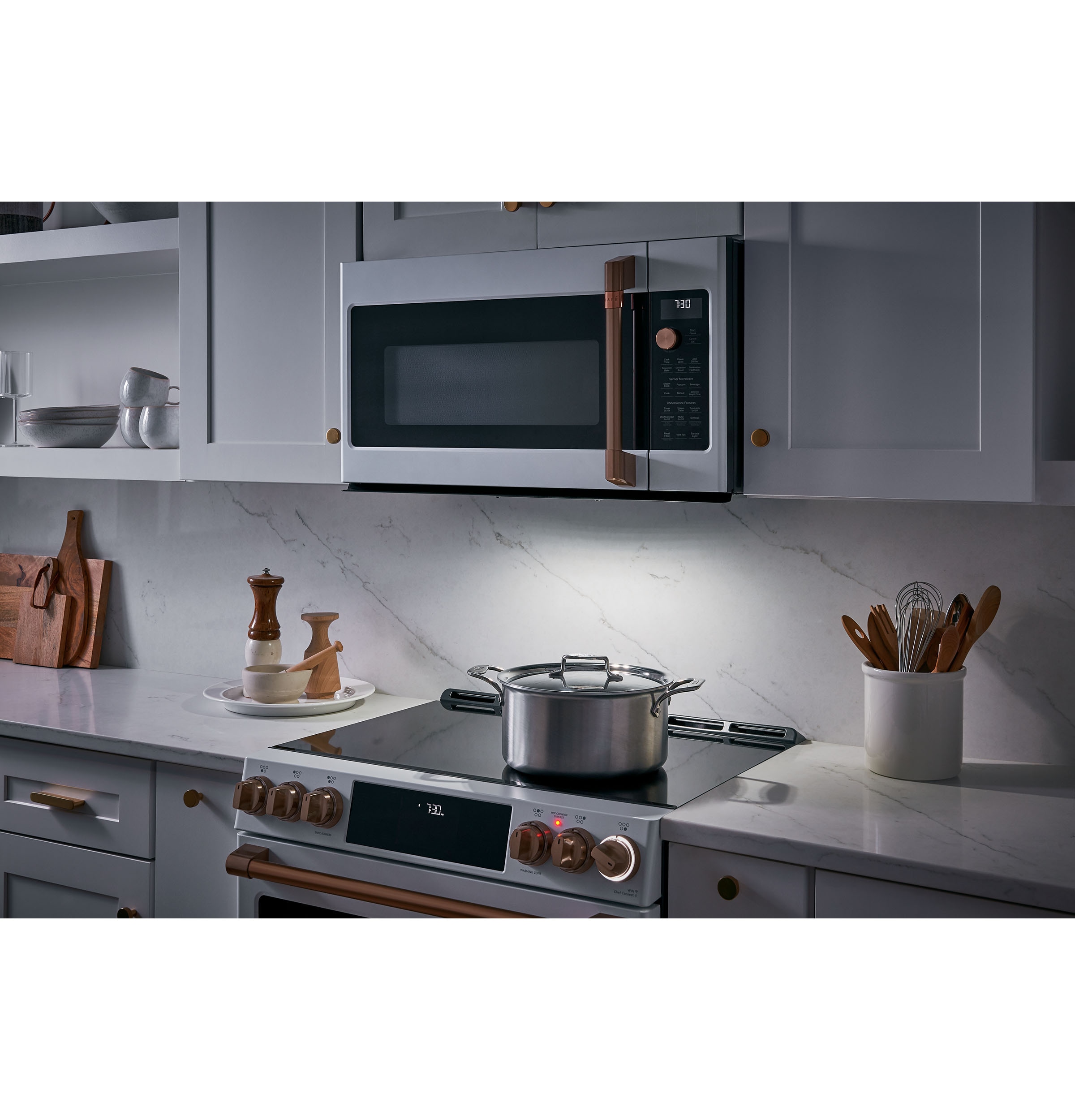 Cafe 1 7 cu ft 950 Watt Over the Range Convection Microwave with Sensor Cooking Matte White