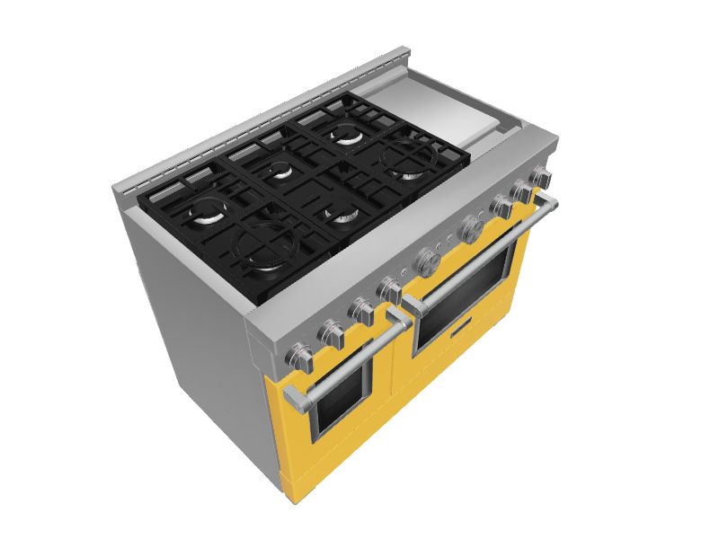 KitchenAid 48-in 6 burners 4.1-cu ft / 2.2-cu ft Convection Oven Freestanding Double Oven Gas Range ( Yellow Pepper )