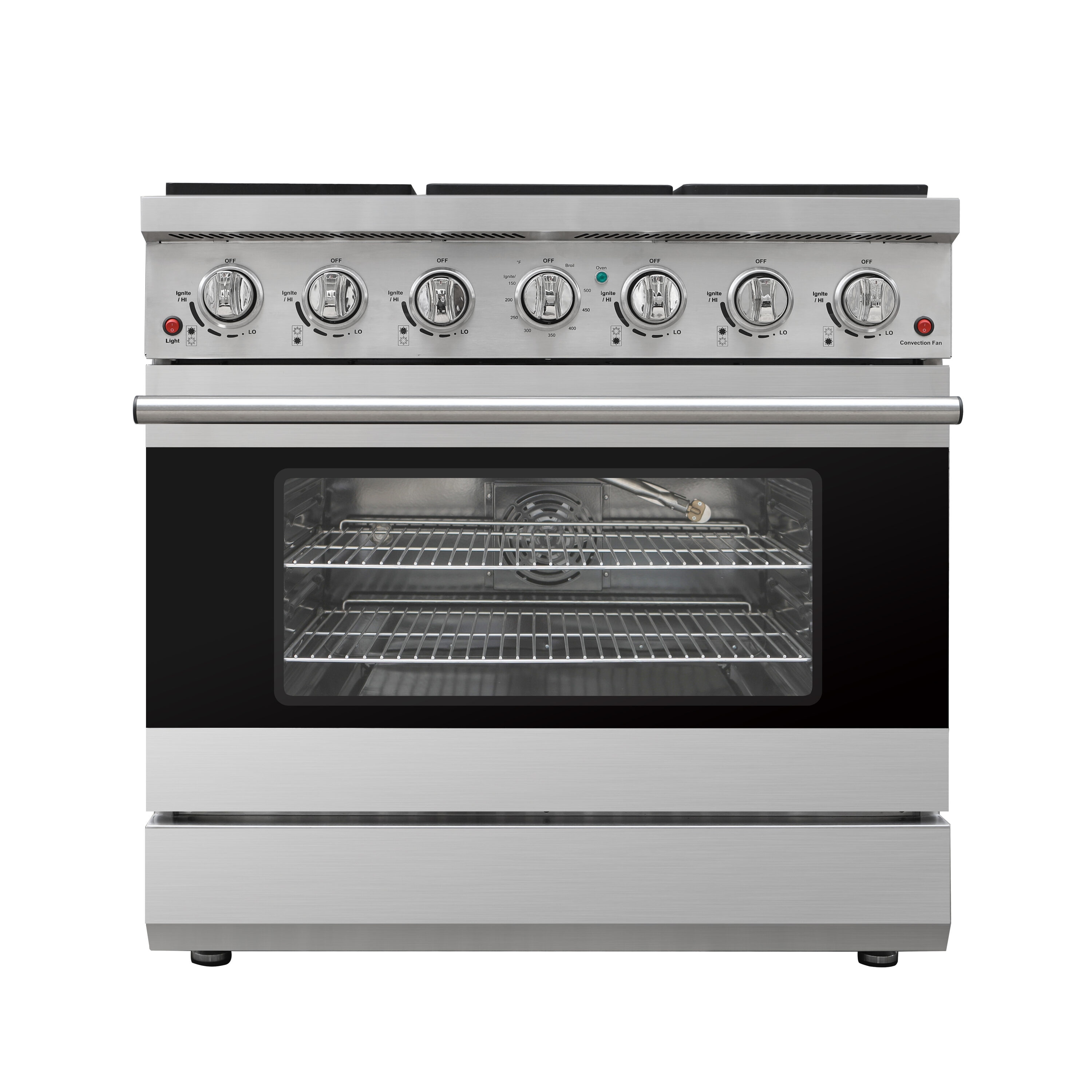 DURO 36-in 6 burners 5.5-cu ft Convection Oven Freestanding Natural Gas Range ( Stainless Steel )
