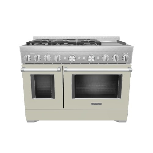 KitchenAid 48-in 6 burners 4.1-cu ft / 2.2-cu ft Convection Oven Freestanding Double Oven Gas Range ( Avocado Cream )
