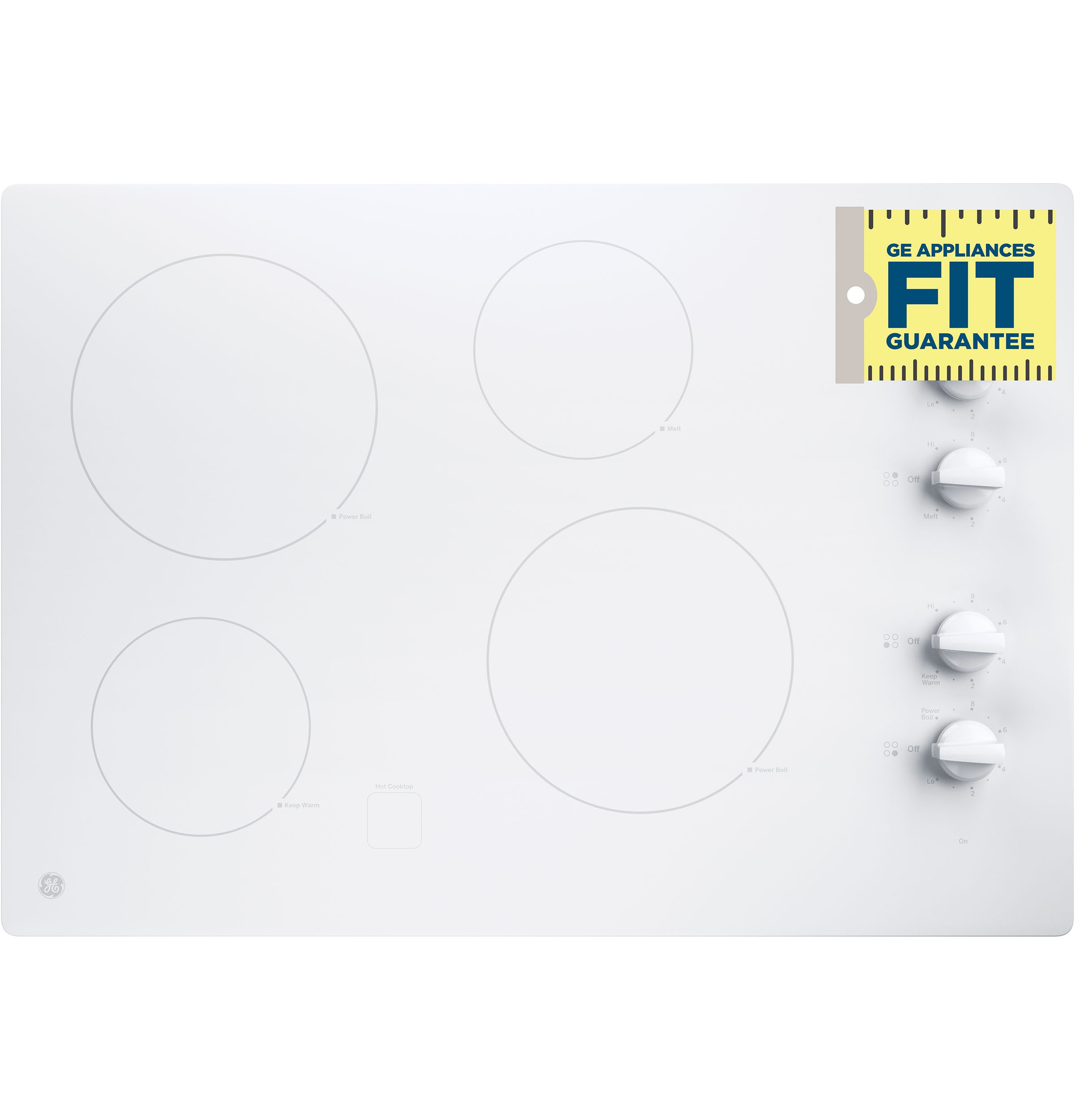 GE 30-in 4 burners Smooth Surface (Radiant) White Electric Cooktop