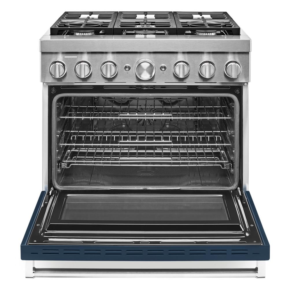 KitchenAid 36-in Deep recessed 6 burners Convection Oven Freestanding Dual Fuel Range ( Ink Blue )