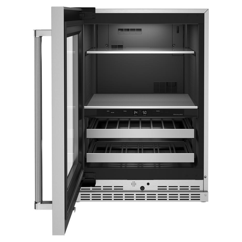 KitchenAid 23.88-in W 14 -Can Capacity Stainless Steel Built-in Indoor Beverage Refrigerator with Glass Door