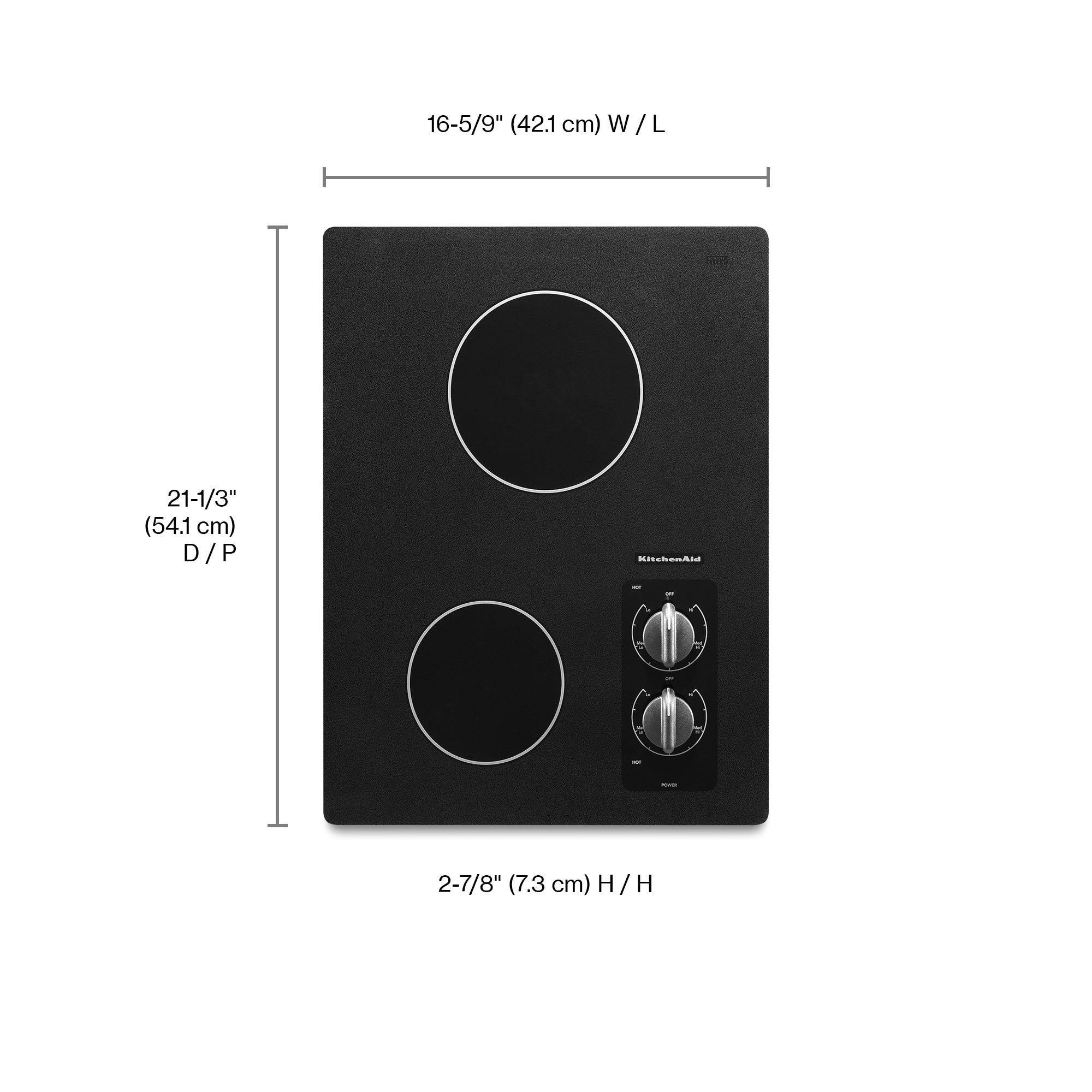 KitchenAid 15-in 2 burners Smooth Surface (Radiant) Black Electric Cooktop