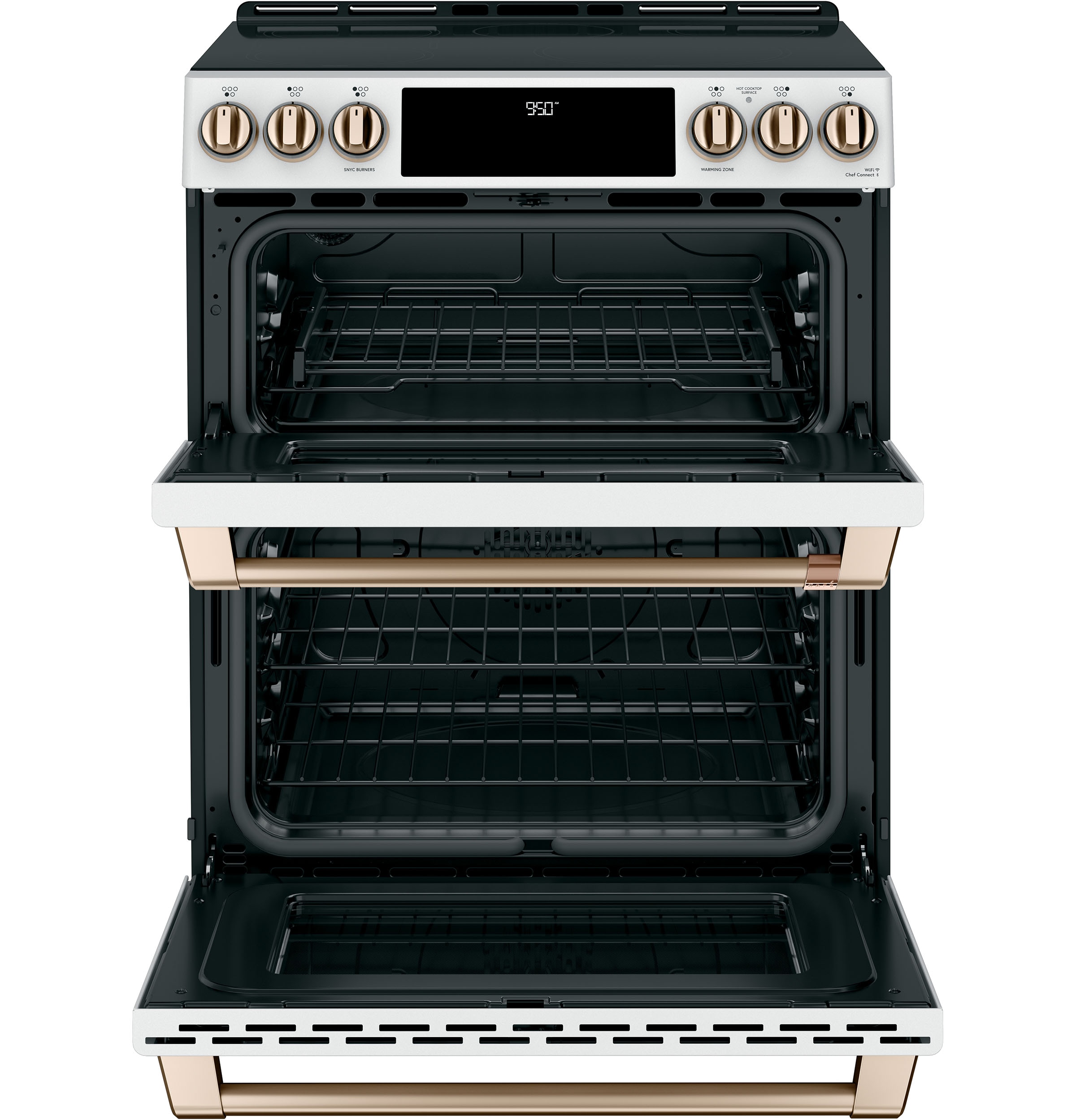 Cafe 30-in 5 Burners 7-cu ft 4.3-cu ft / 2.4-cu ft Air Fry Convection Oven Slide-in Double Induction Range (Matte White)