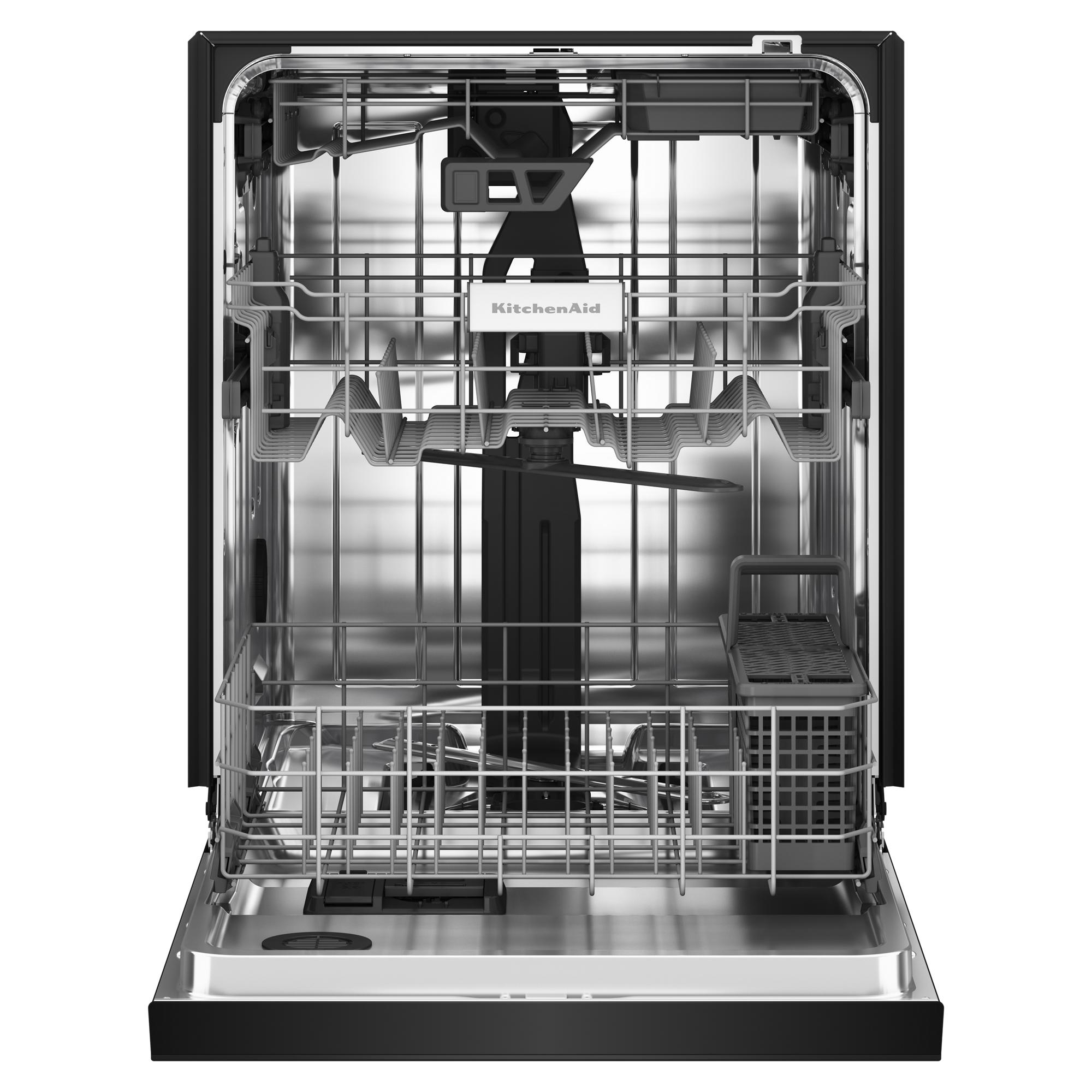 KitchenAid 40 Total Wash Jets 41 dBA 24 in Front Control Built in Dishwasher With Third Rack Black Stainless Steel 41 Decibel Quietest Sound Level