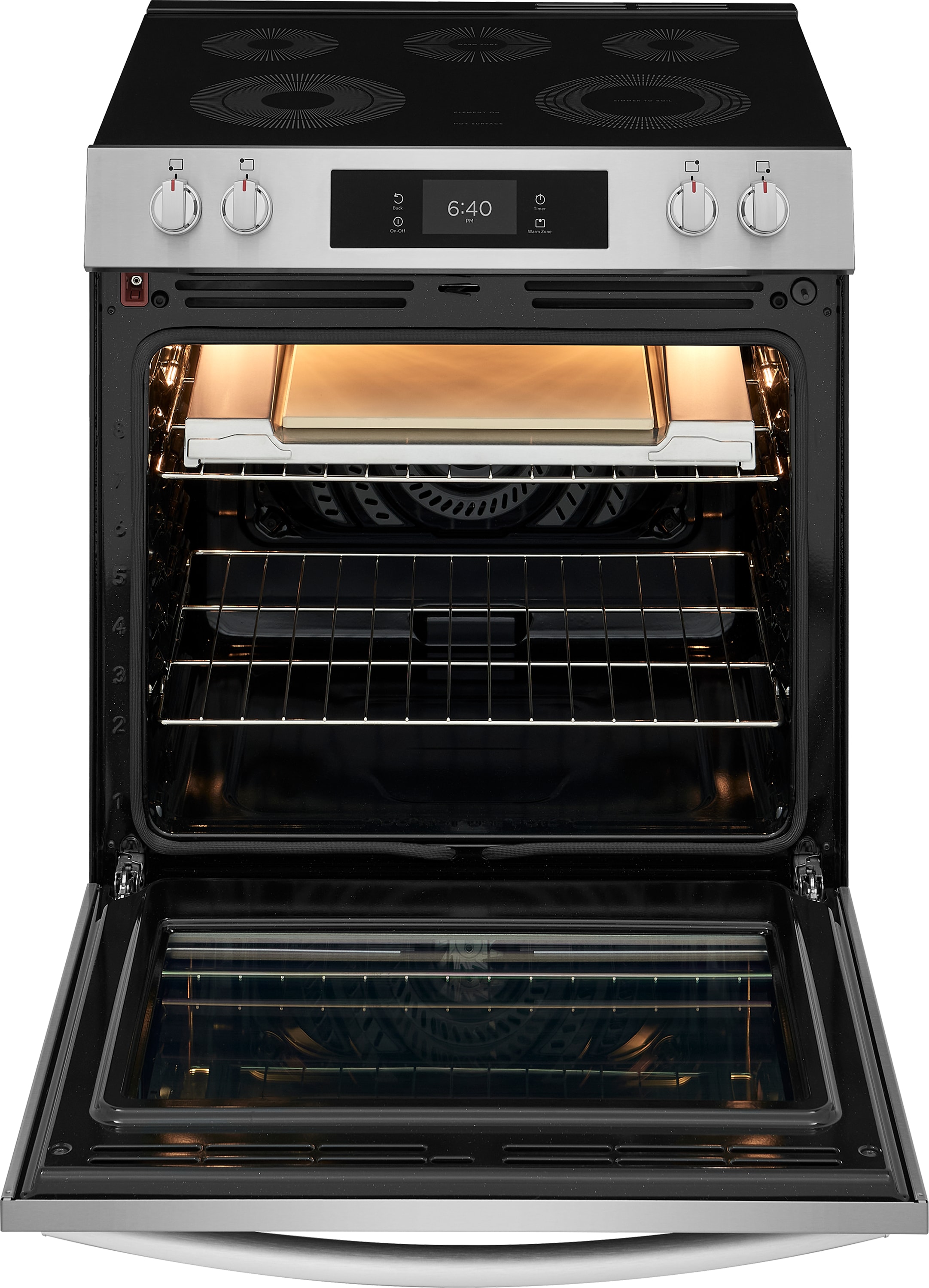 Frigidaire Gallery Stone-Baked Pizza 30-in Glass Top 5 burners 6.2-cu ft Air Fry Convection Oven Slide-In Electric Range ( Smudge-Proof Stainless Steel )