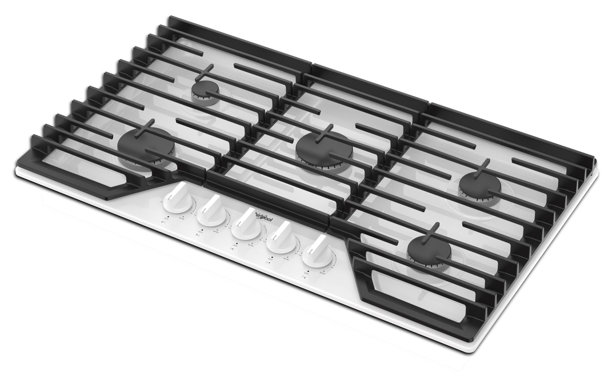 Whirlpool 36-in 5 burners White Gas Cooktop