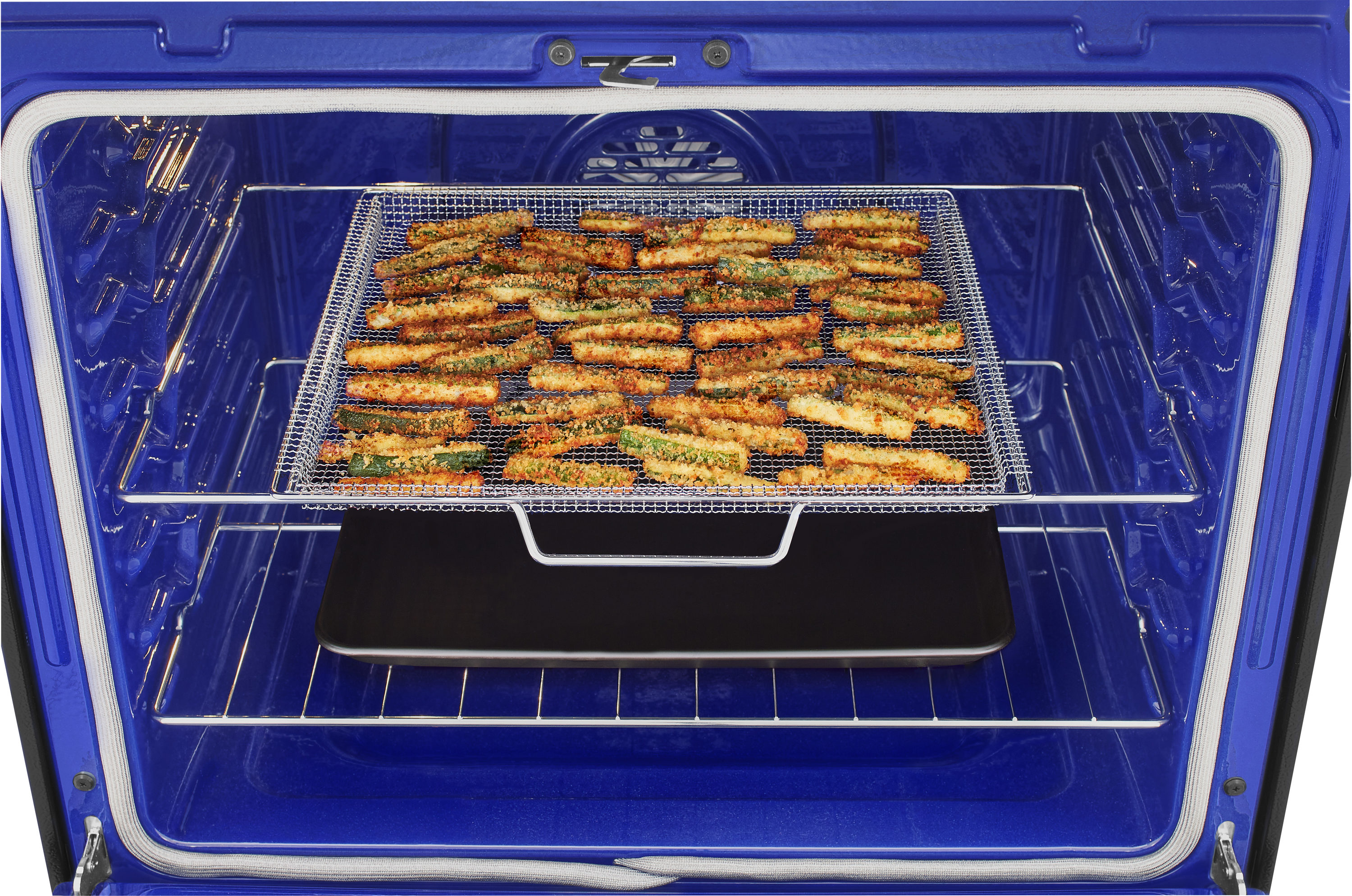 LG InstaView 30-in Glass Top 5 burners 6.3-cu ft Convection Oven Freestanding Electric Range ( Printproof Black Stainless Steel )