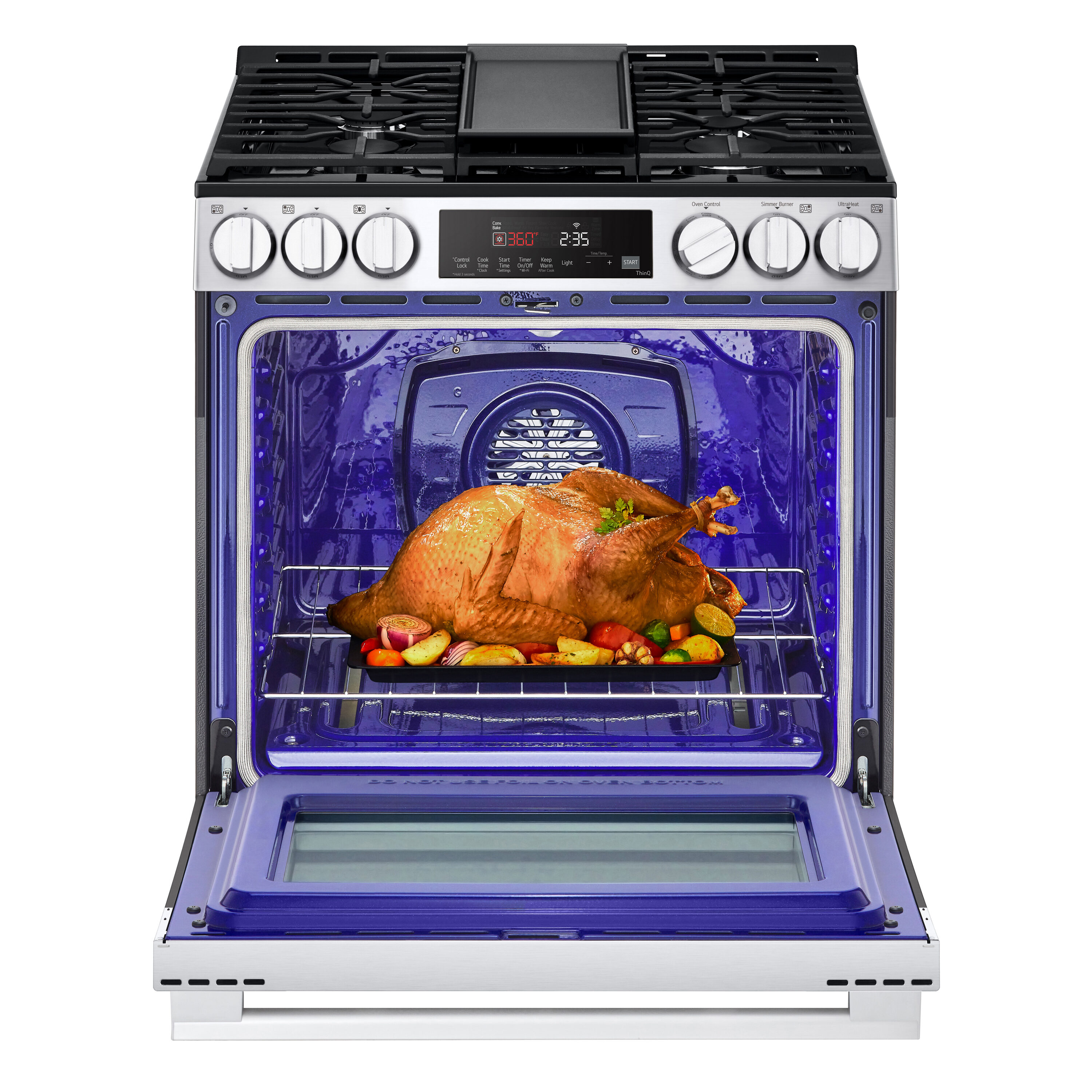 LG 30-in 5 burners 5.8-cu ft Air Fry Convection Oven Freestanding Natural Gas Range ( Stainless Steel )