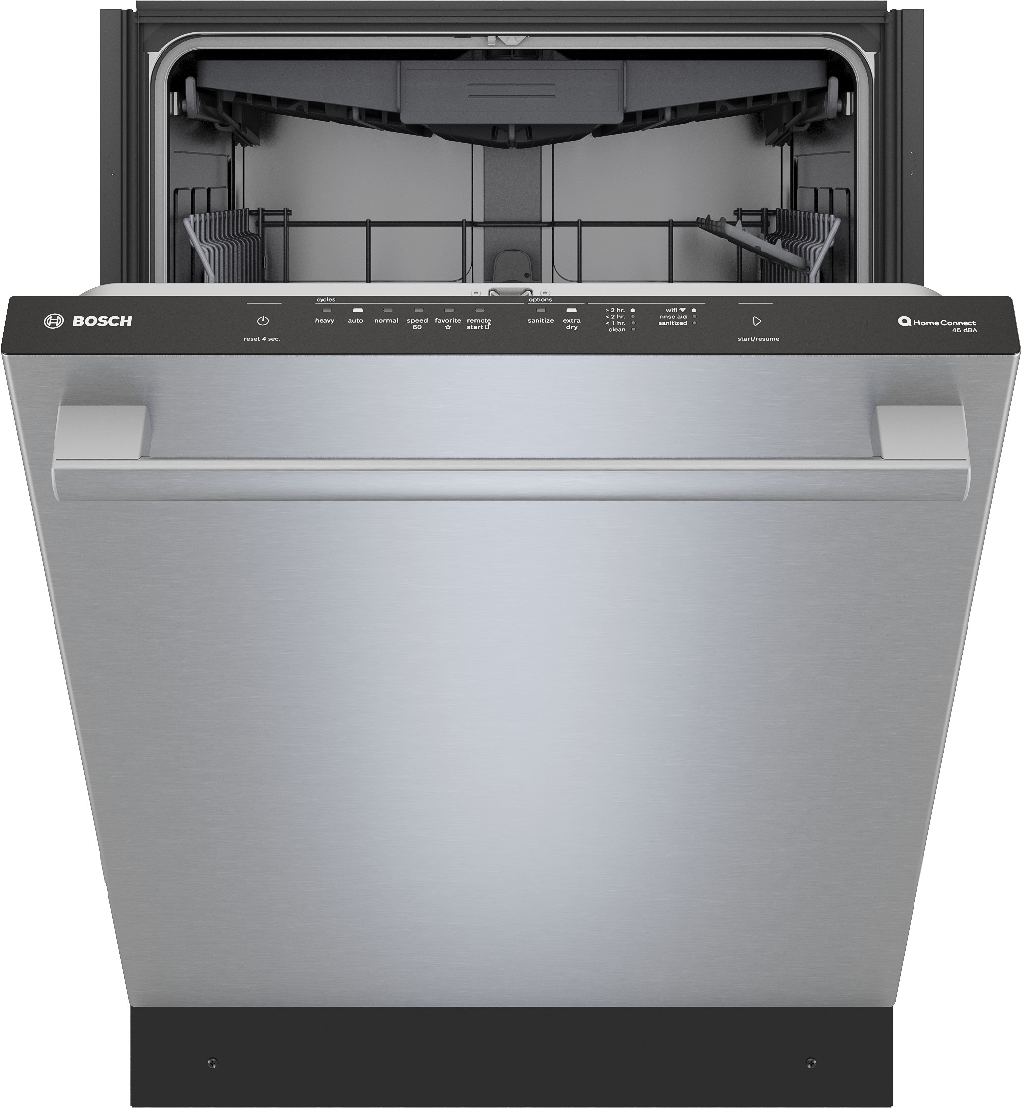 Bosch 300 Series 24 in Top Control Built in Dishwasher With Third Rack Stainless Steel 46 Decibel Very Quiet Sound Level