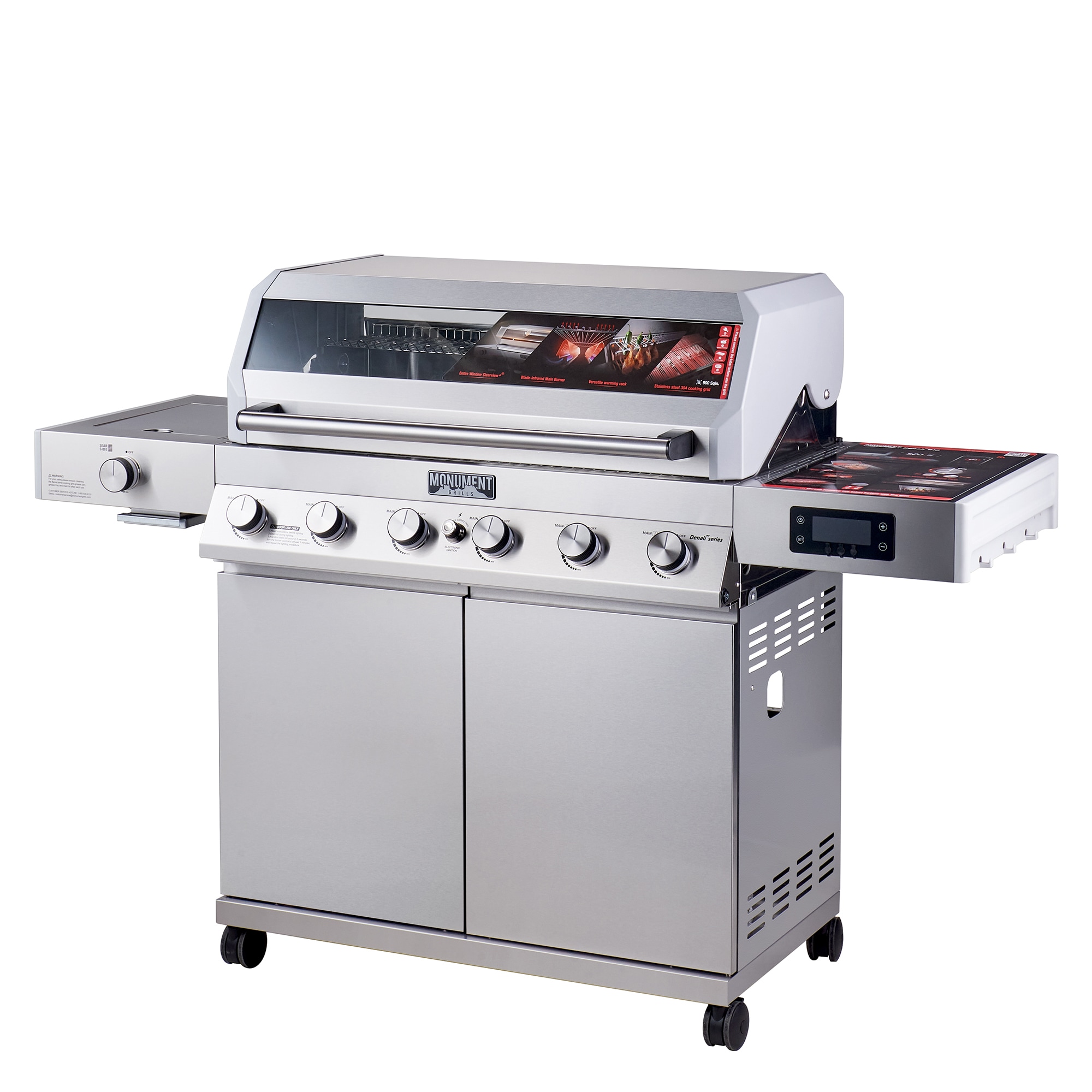Monument Denali 610 Stainless Steel 6 -Burner Infrared Liquid Propane Gas Grill 1 -Side Burner