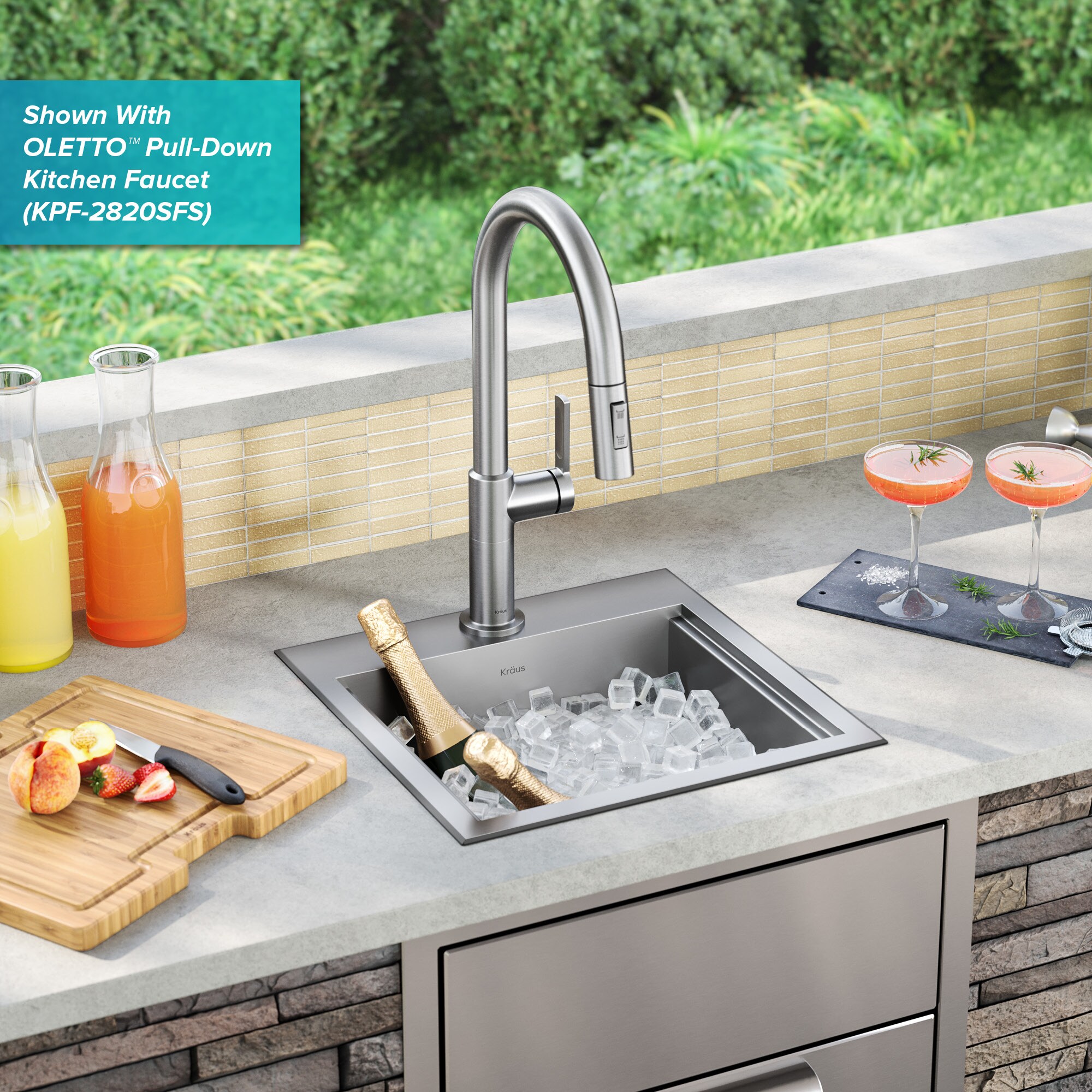 Kraus Kore 4 -Piece 15-in W x 9.5-in D x 15-in H Modular Outdoor Kitchen Sink