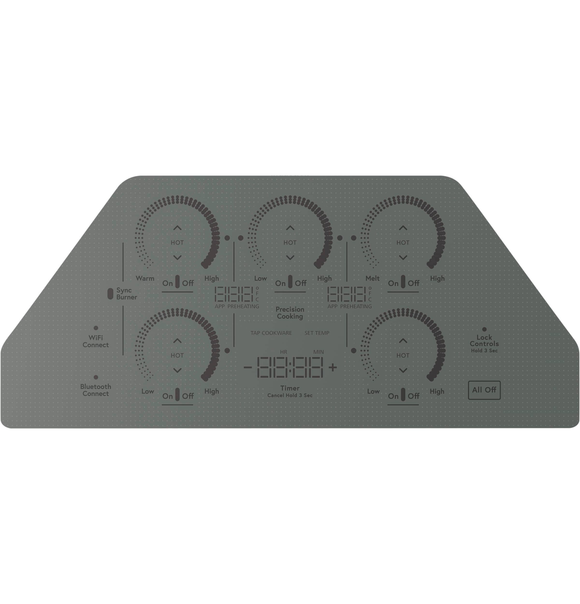 Cafe 36-in 5 burners Stainless steel Smart Compatible Induction Cooktop with Bridge Element