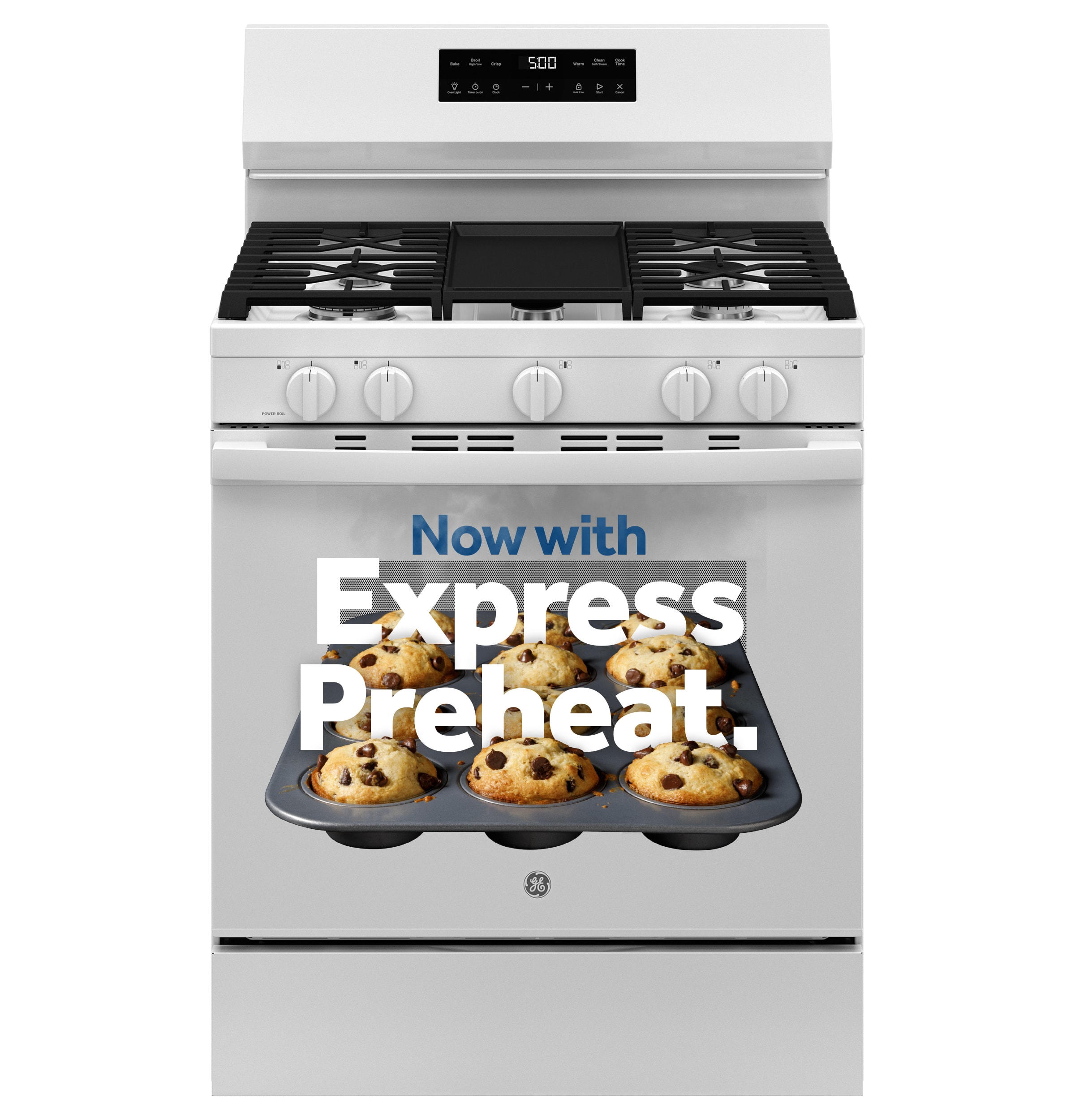 GE 30-in 5 burners 5.3-cu ft Freestanding Natural Gas Range ( White )