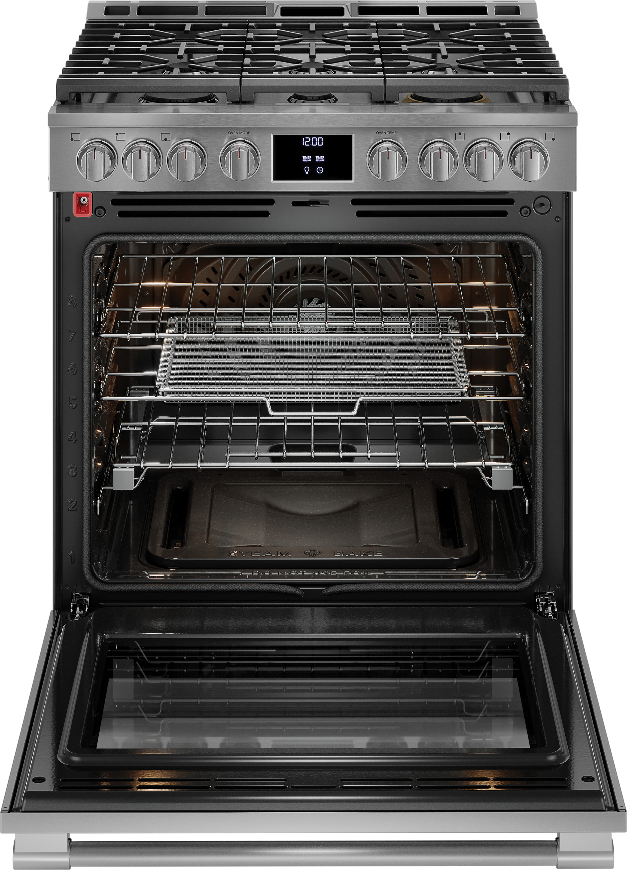 Frigidaire Professional 30-in 6 burners 6-cu ft Air Fry Convection Oven Slide-In Natural Gas Range ( Smudge-Proof Stainless Steel )