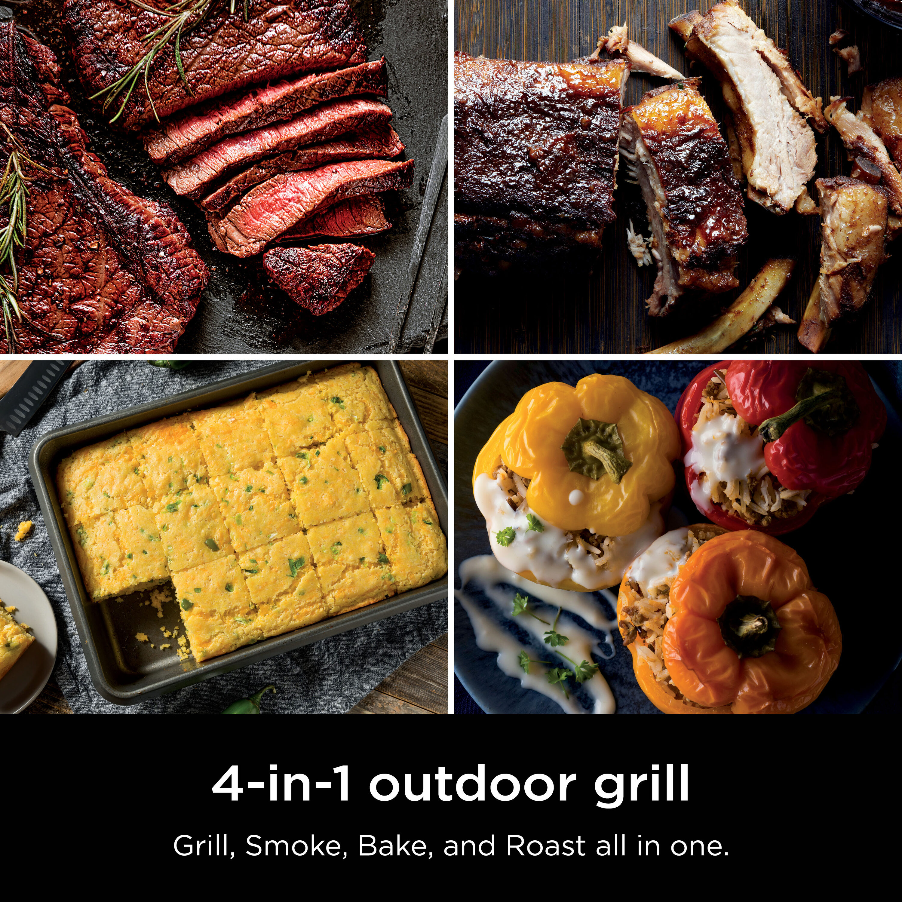 Ninja Woodfire Outdoor 4-in-1 Smoker OG301 1760 -Watt Black Electric Grill