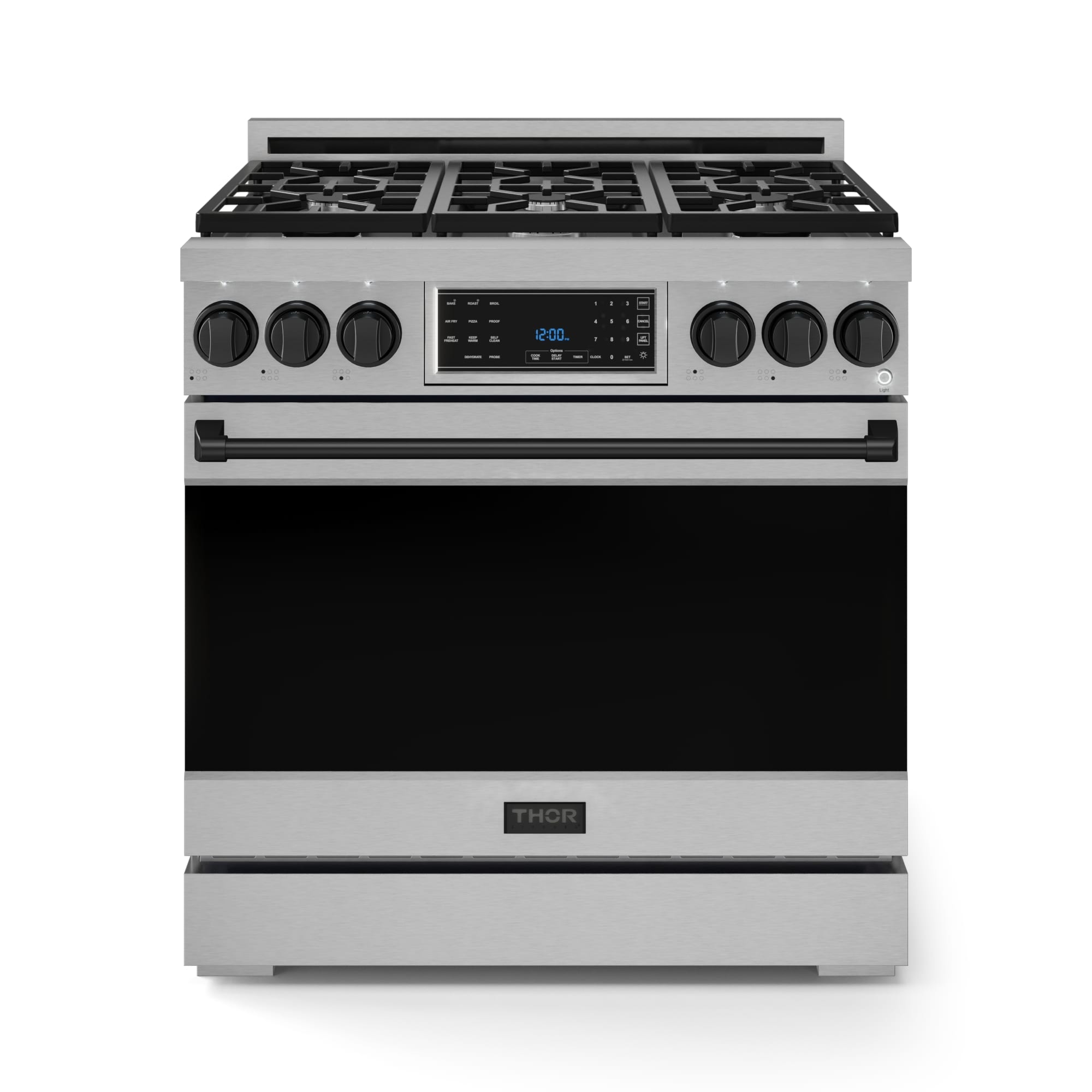 Thor Kitchen Gordon Ramsay Series 36-in 6 burners 6-cu ft Air Fry Convection Oven Freestanding Natural Gas Range ( Stainless Steel with Black Accents )