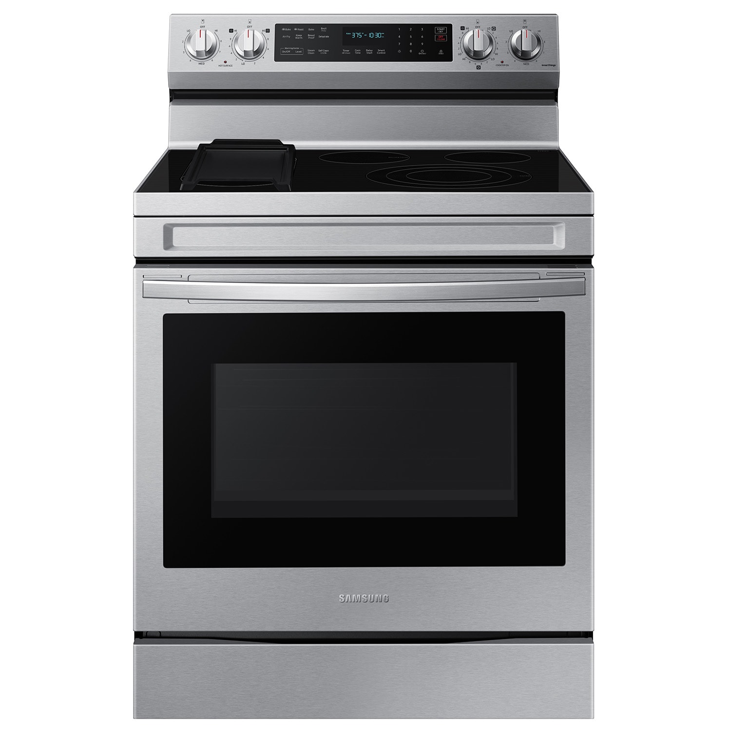 Samsung 30-in Glass Top 5 burners 6.3-cu ft Air Fry Convection Oven Freestanding Electric Range ( Stainless steel )