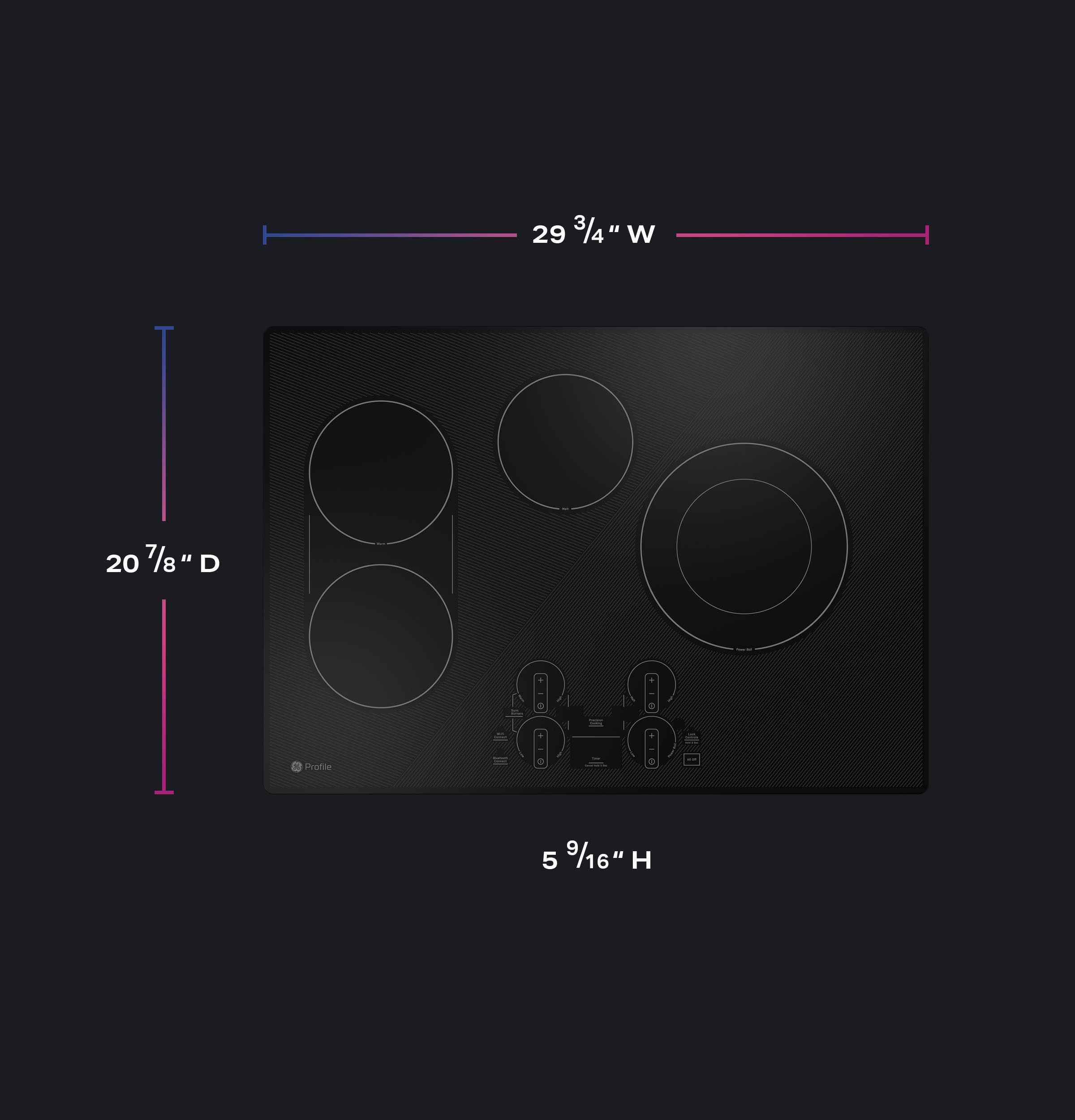 GE Profile 30-in 4 burners Smooth Surface (Radiant) Black Smart Compatible Electric Cooktop with Bridge Element