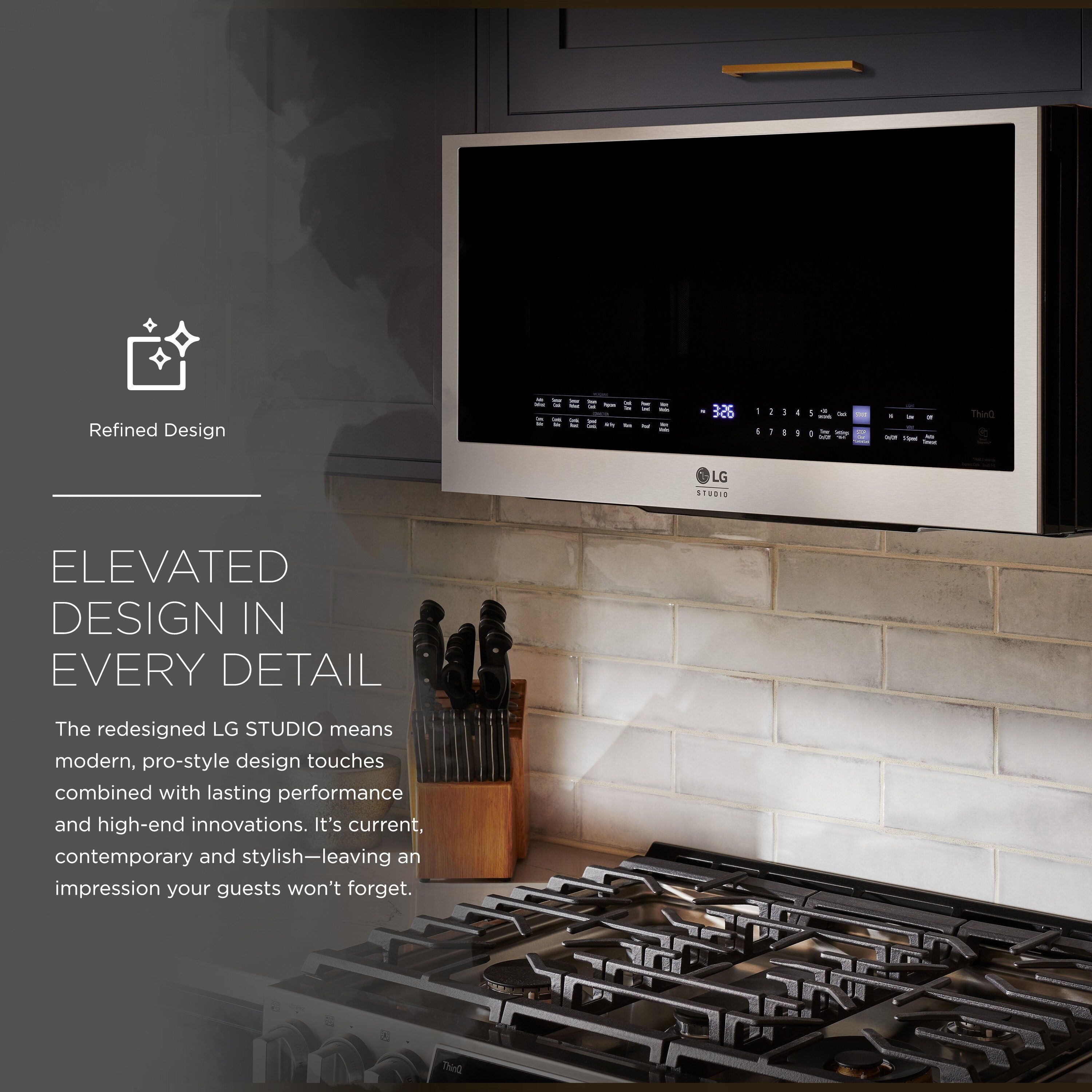 LG STUDIO 1 7 cu ft 1550 Watt Smart Over the Range Convection Microwave with Sensor Cooking Printproof Stainless Steel