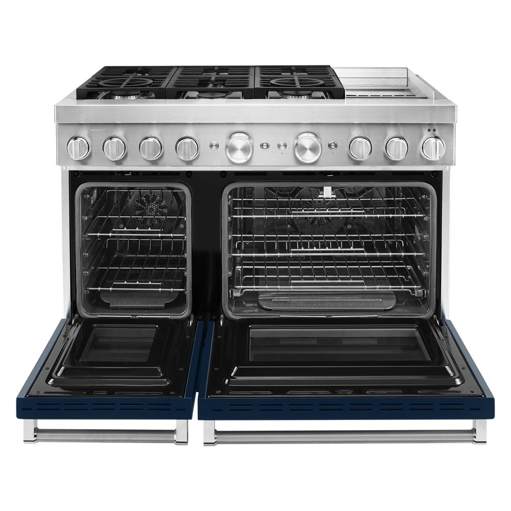 KitchenAid Commercial Style 48-in 4.1-cu ft / 2.2-cu ft Convection Oven Freestanding Double Oven Dual Fuel Range ( Ink Blue )