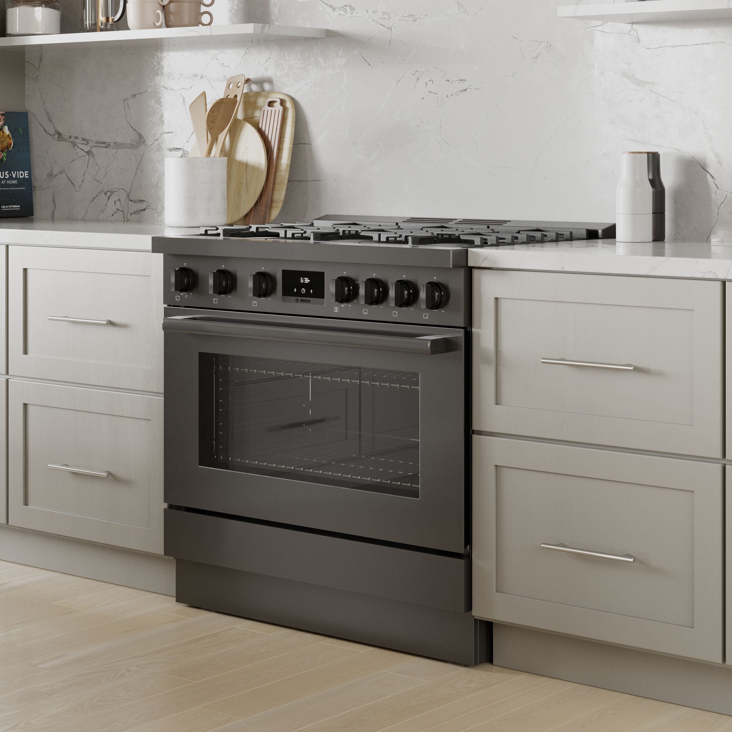 Bosch 36-in Gas range Toe kick ( Black Stainless Steel )