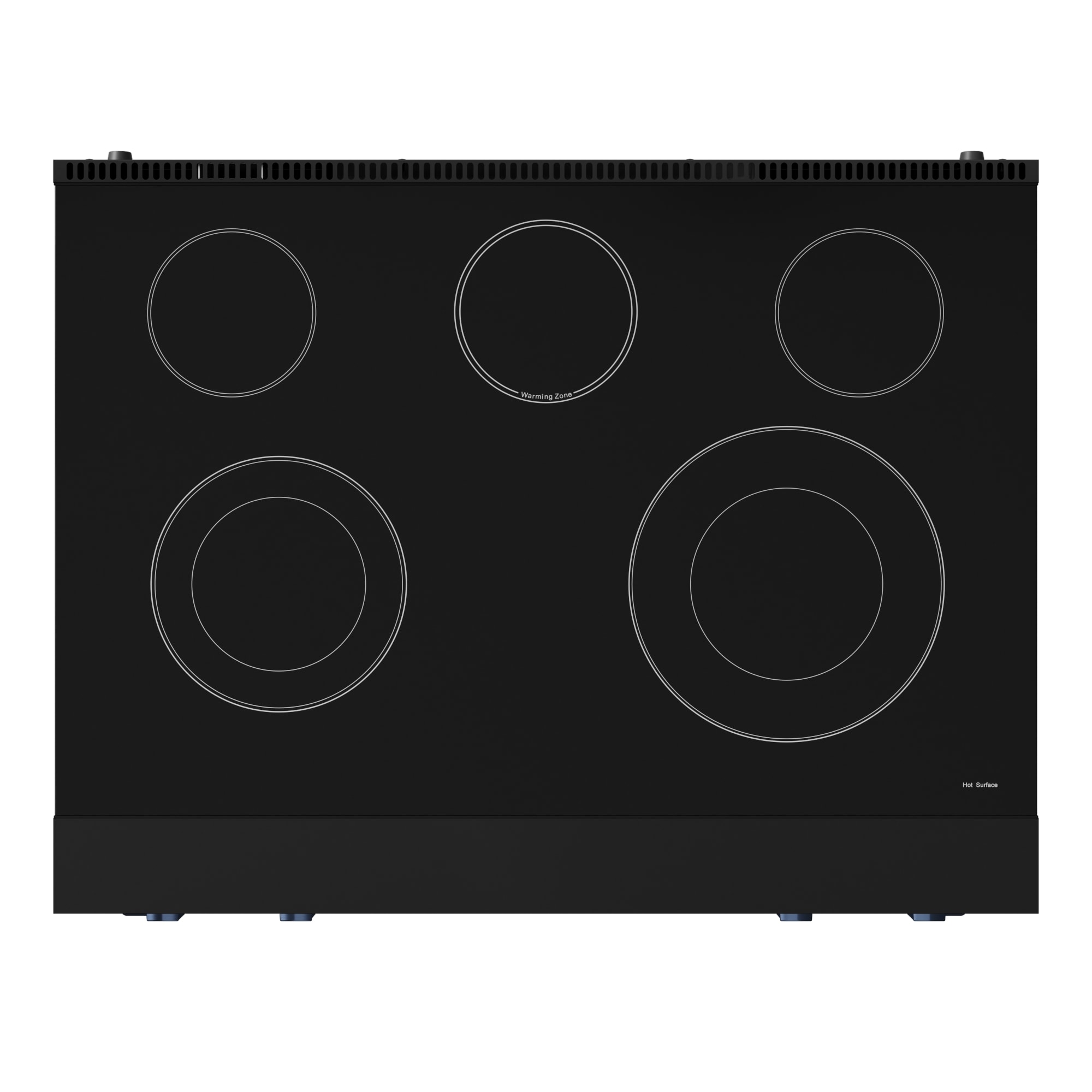 Thor Kitchen Gordon Ramsay Series 36-in Glass Top 5 burners 6-cu ft Air Fry Convection Oven Freestanding Electric Range ( Matte Black with Navy Blue Accents )