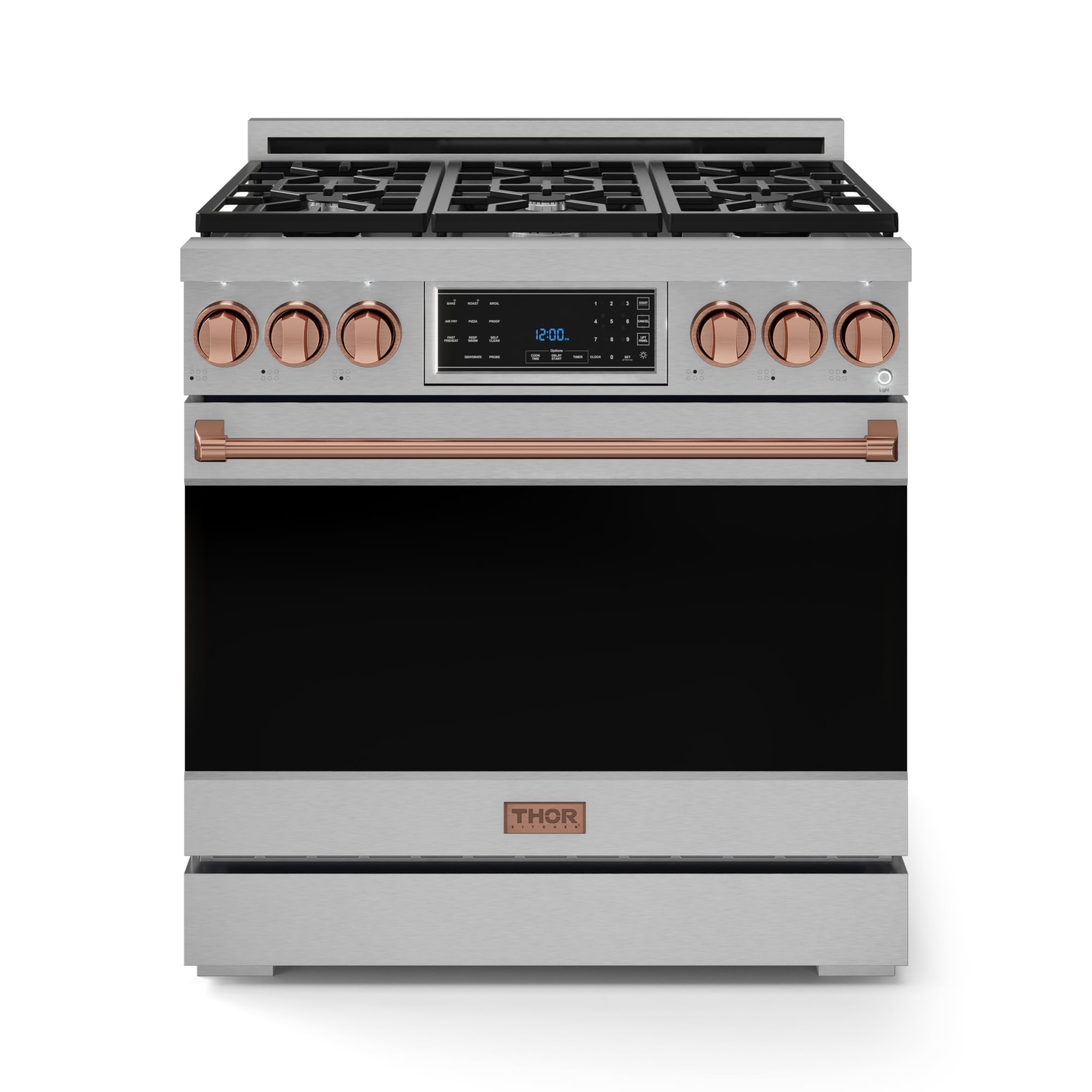 Thor Kitchen Gordon Ramsay Series 36-in 6 burners 6-cu ft Air Fry Convection Oven Freestanding Liquid Propane Gas Range ( Stainless Steel with Rose Gold Accents )