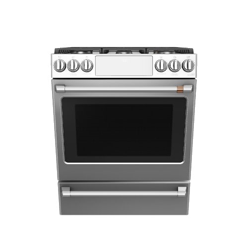Cafe 30-in 6 burners 5.6-cu ft Air Fry Convection Oven Slide-In Natural Gas Range ( Stainless Steel )