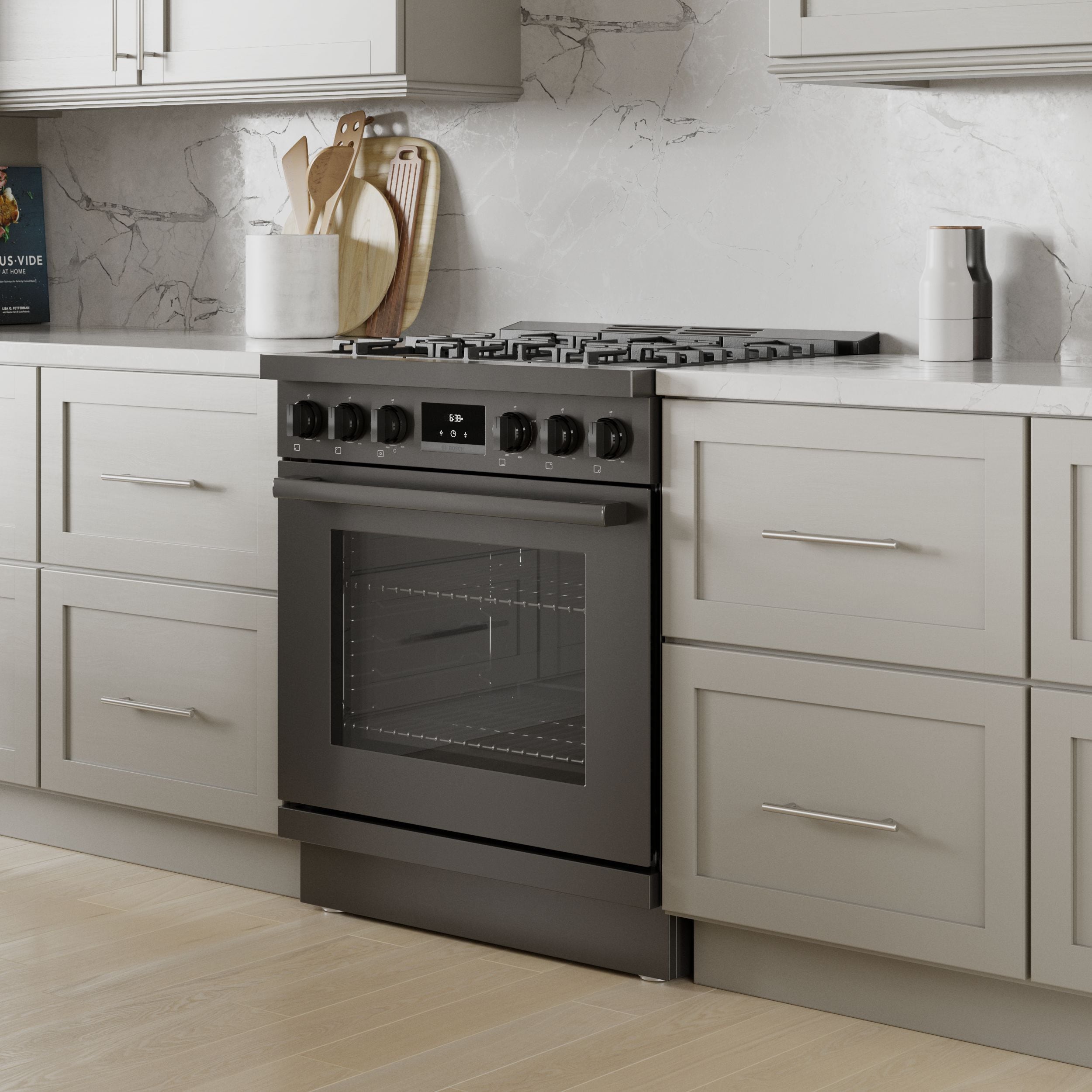 Bosch 30-in Gas range Toe kick ( Black Stainless Steel )