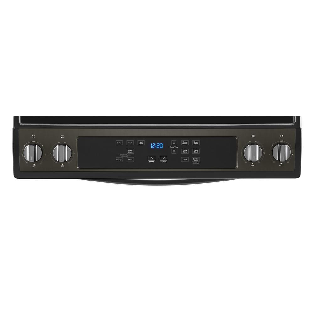 Whirlpool 30-in Glass Top 4 burners 4.8-cu ft Slide-In Electric Range ( Fingerprint Resistant Black Stainless )