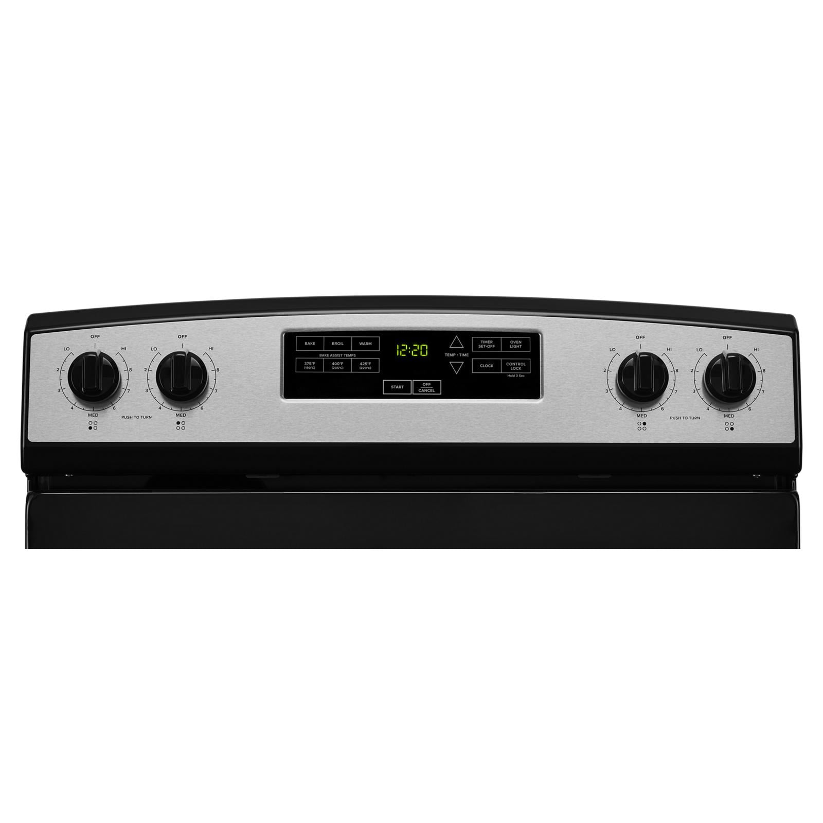 Amana 30-in Glass Top 4 burners 4.8-cu ft Freestanding Electric Range Stainless Steel )