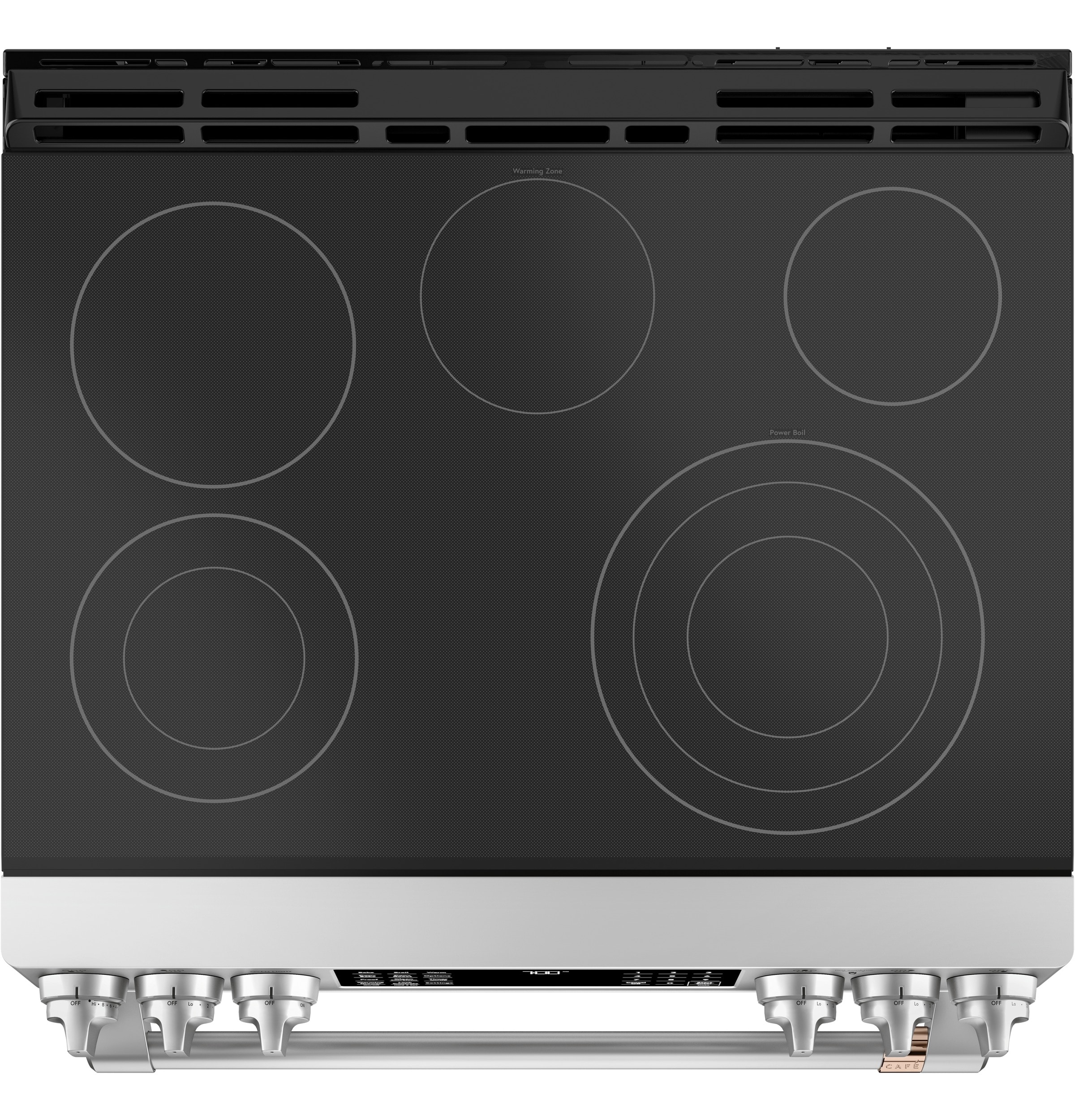 Cafe 30-in Glass Top 5 burners 5.7-cu ft Air Fry Convection Oven Slide-In Electric Range ( Stainless Steel with Brushed Stainless Handles )