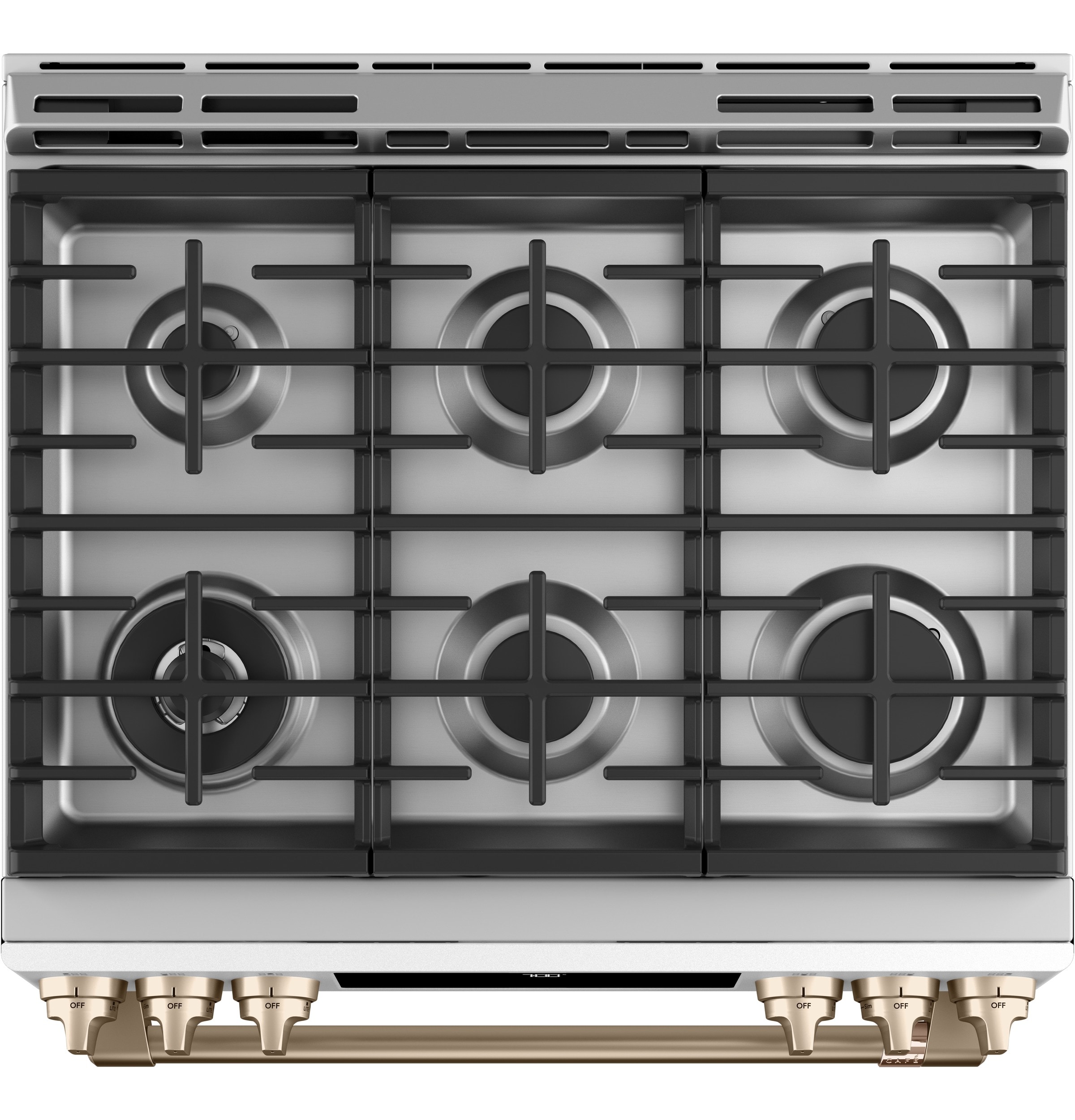 Cafe 30-in 6 burners 5.6-cu ft Air Fry Convection Oven Slide-In Natural Gas Range ( Matte White )