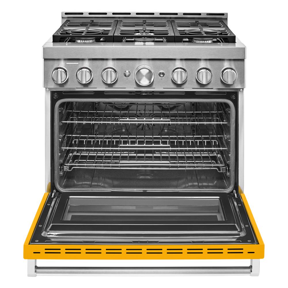 KitchenAid 36-in 6 burners 5.1-cu ft Convection Oven Freestanding Natural Gas Range ( Yellow Pepper )