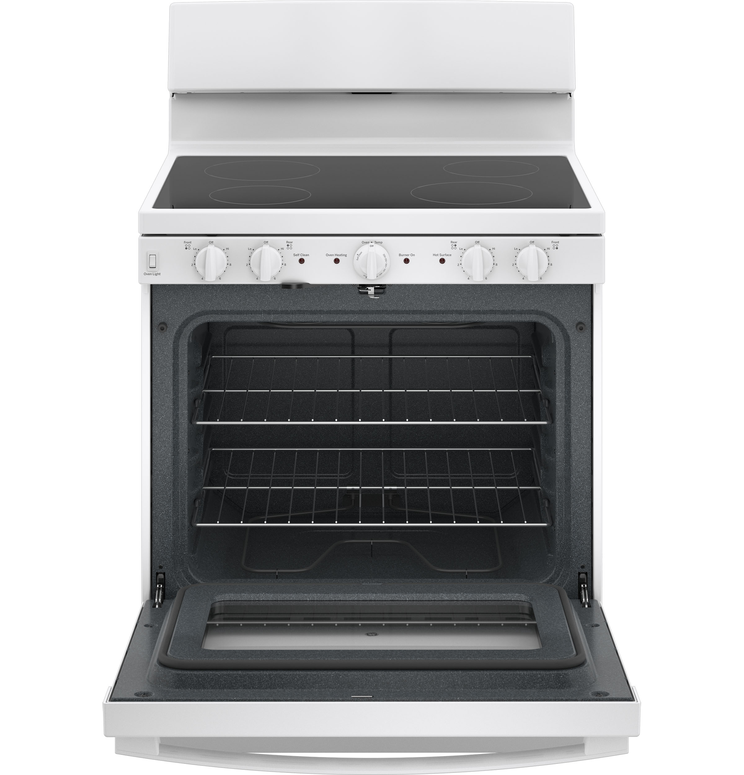 GE 30-in Glass Top 4 burners 5.0-cu ft Freestanding Electric Range ( White )