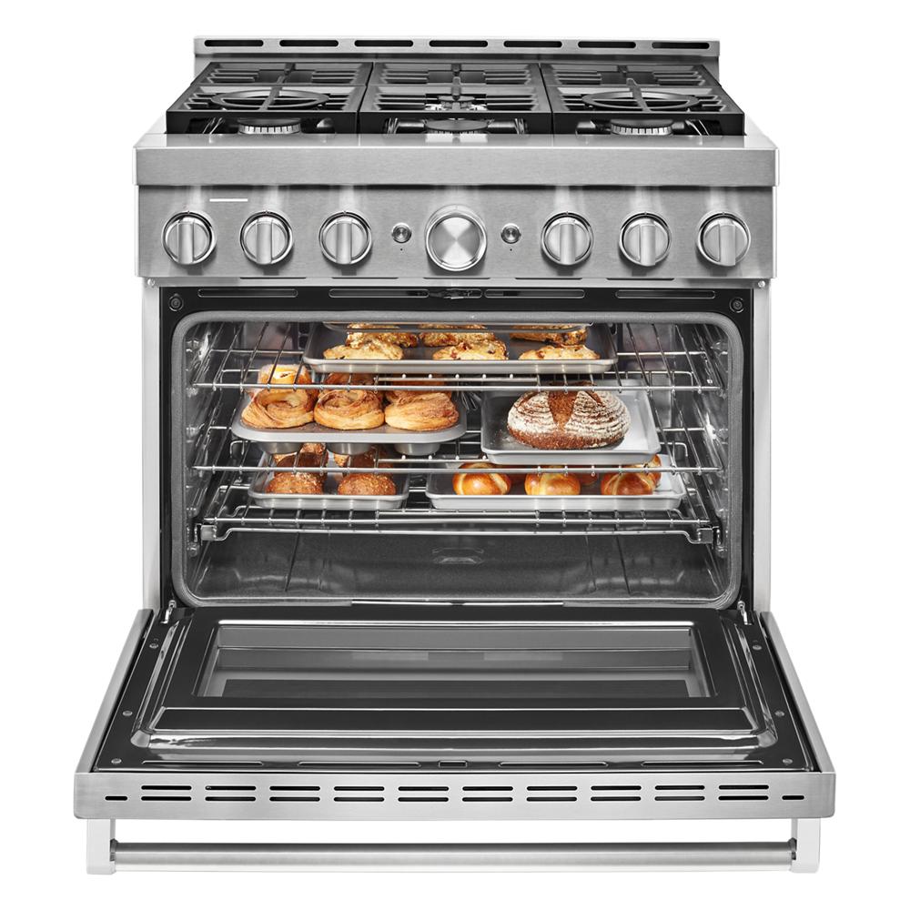 KitchenAid 36-in 6 burners 5.1-cu ft Convection Oven Freestanding Natural Gas Range ( Stainless steel )