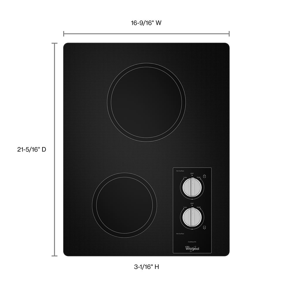 Whirlpool 15-in 2 burners Smooth Surface (Radiant) Black Electric Cooktop