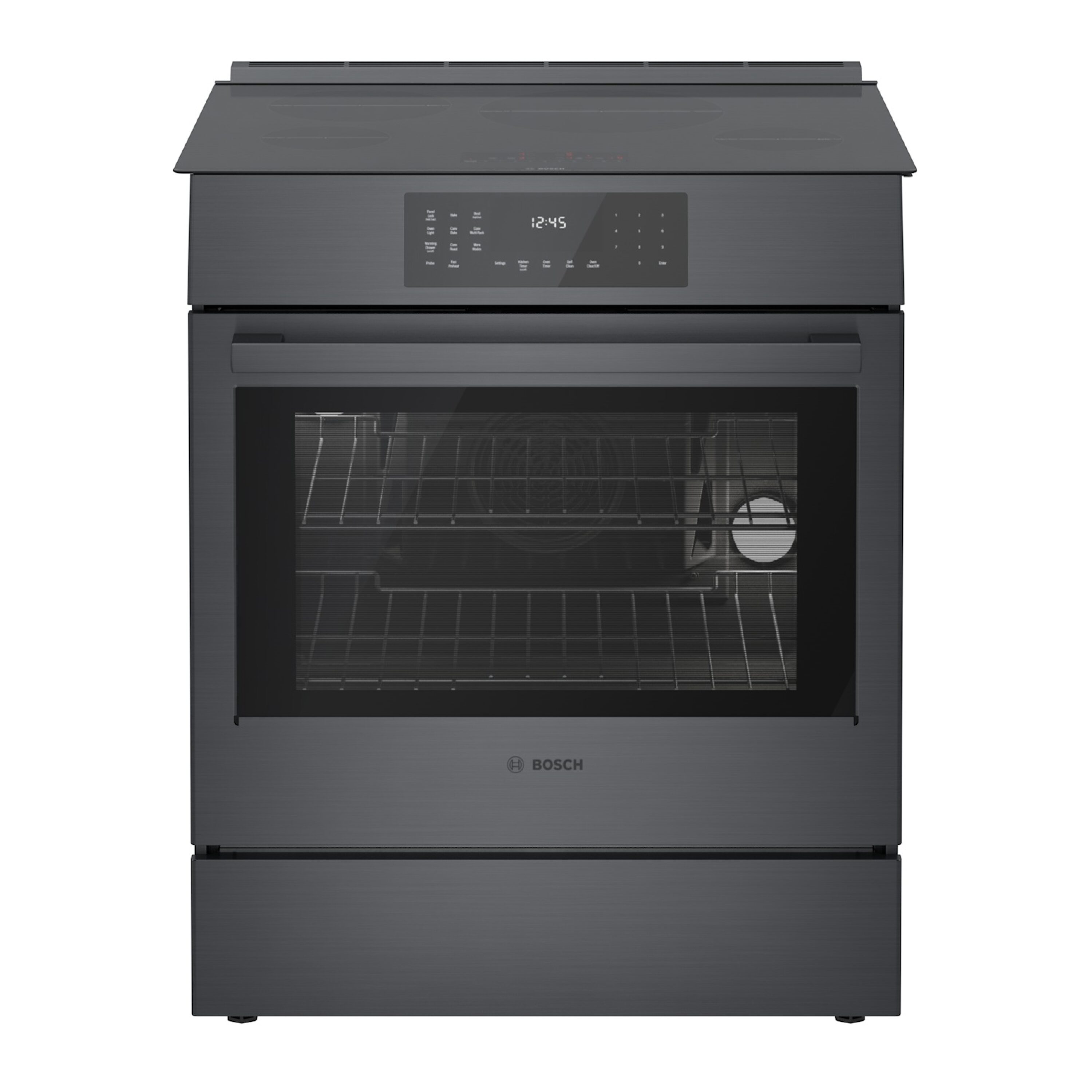 Bosch 800 Series 30-in 4 Burners 4.6-cu ft Convection Oven Slide-in Single Induction Range (Black Stainless Steel)