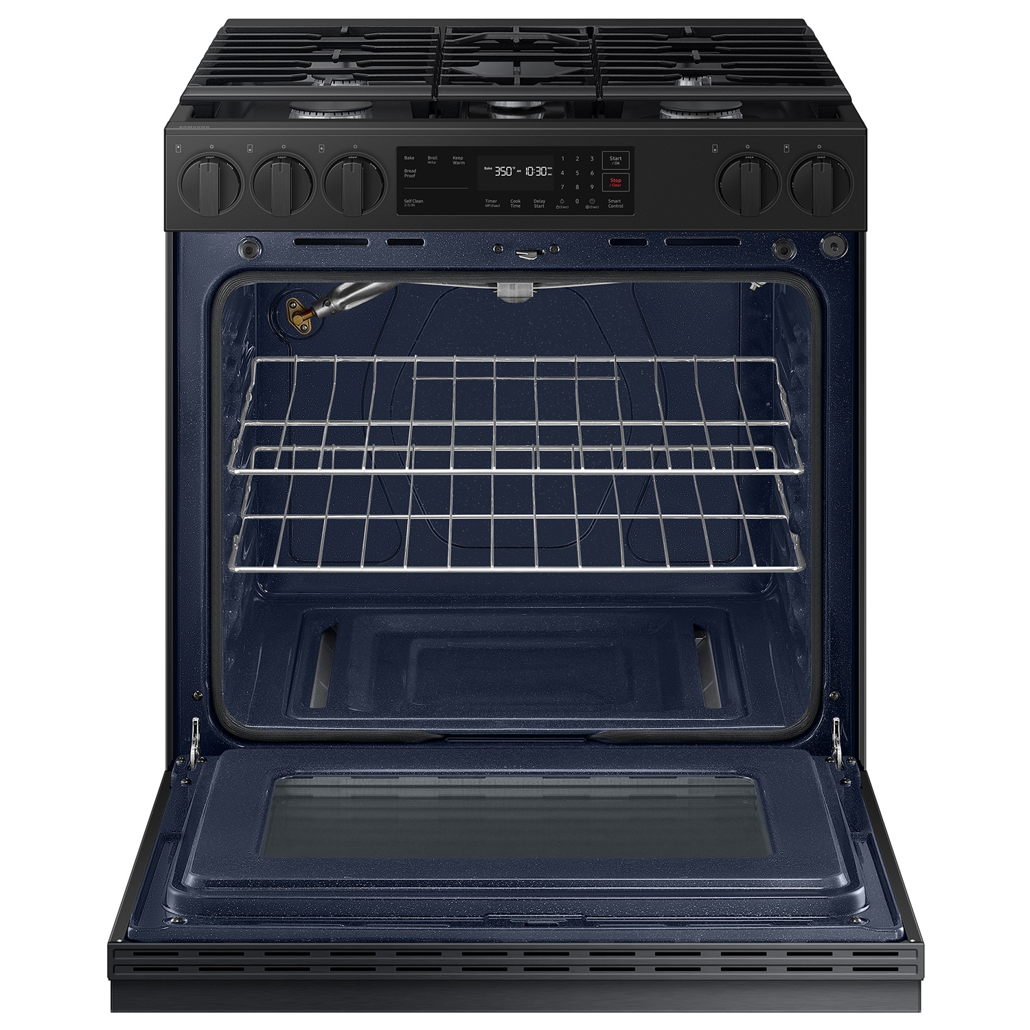 Samsung Bespoke 30-in 5 burners 6-cu ft Slide-In Natural Gas Range ( Matte Black Steel )