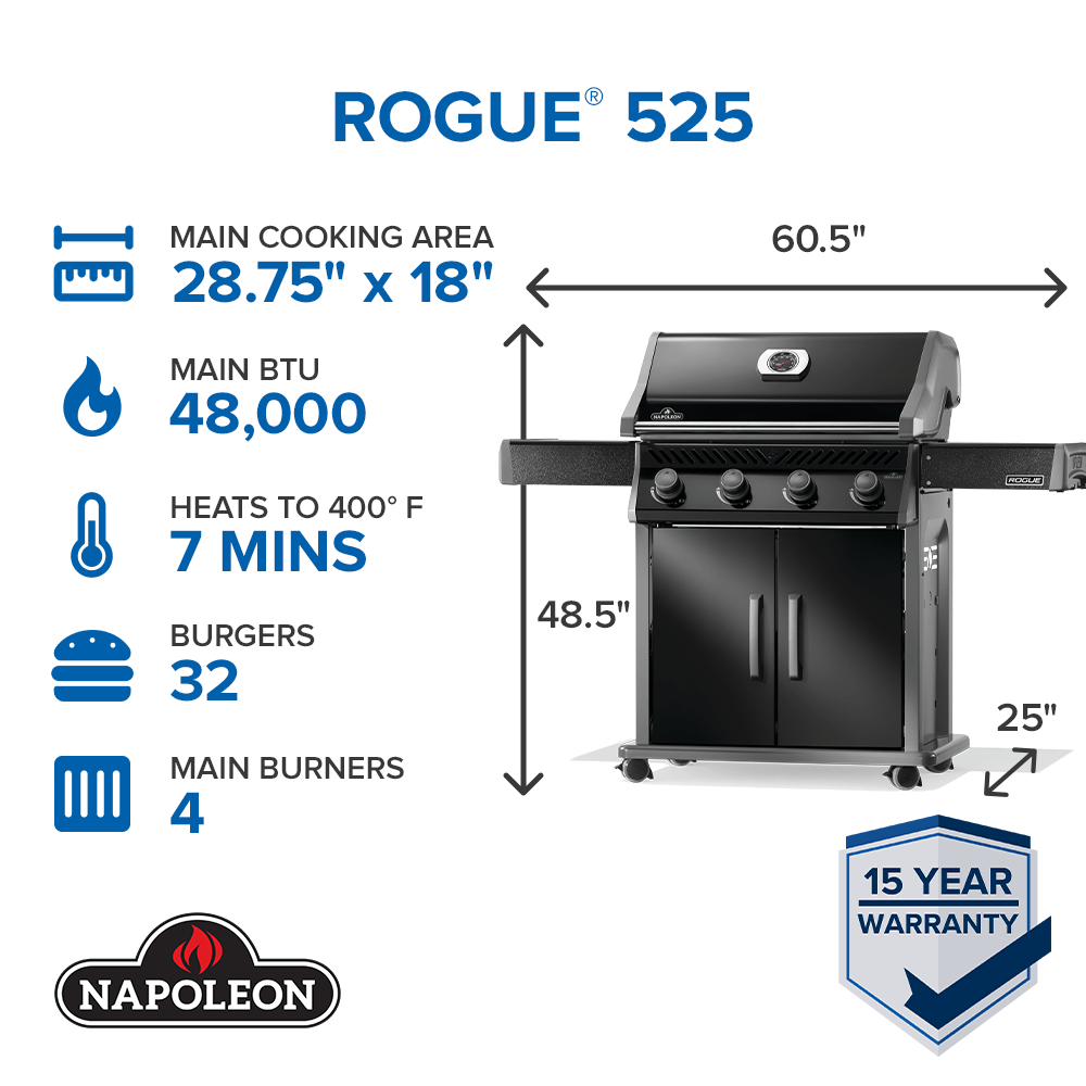 NAPOLEON Rogue 525 Series Black 4 -Burner Liquid Propane Gas Grill