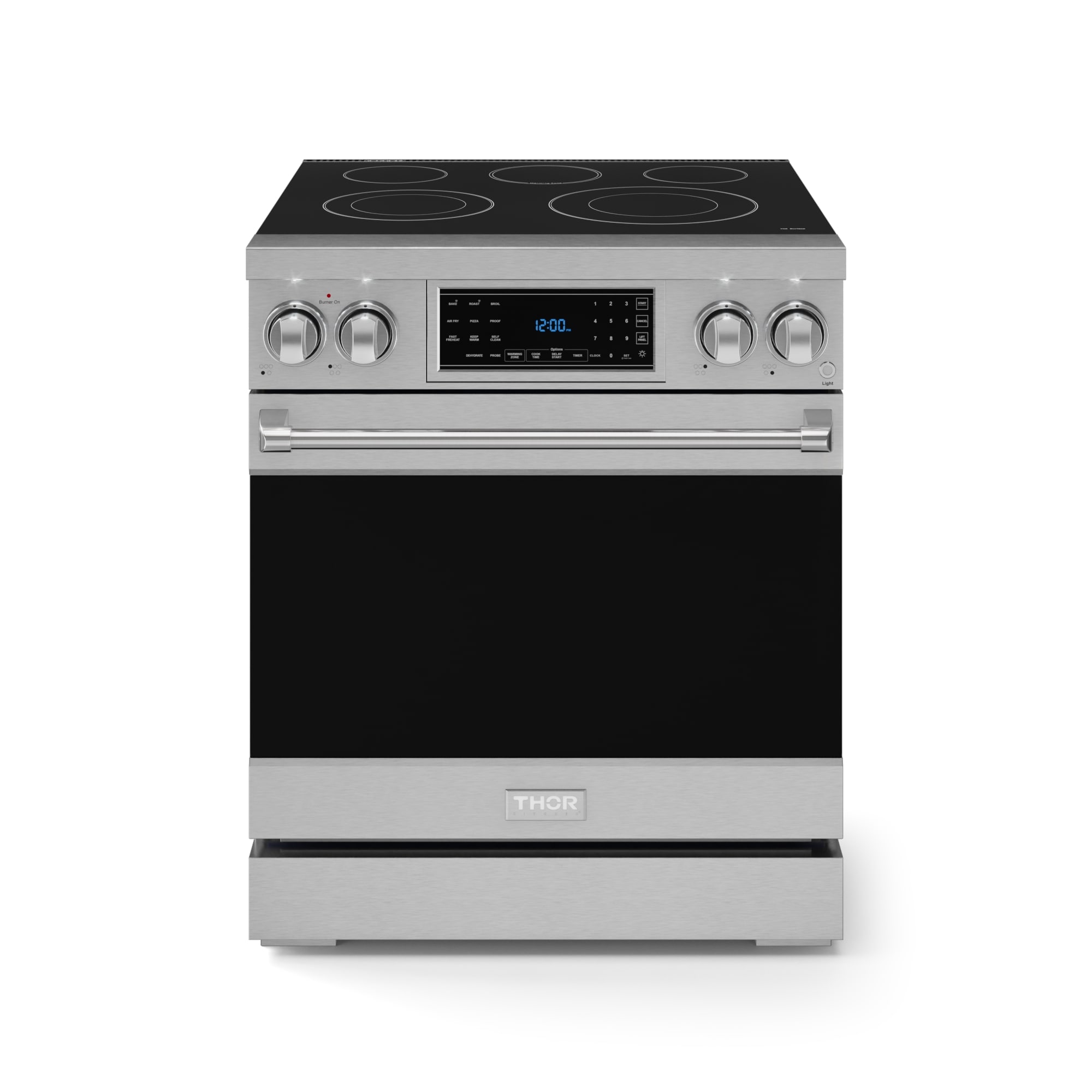 Thor Kitchen Gordon Ramsay Series 30-in Glass Top 5 burners 4.55-cu ft Air Fry Convection Oven Freestanding Electric Range ( Stainless Steel )