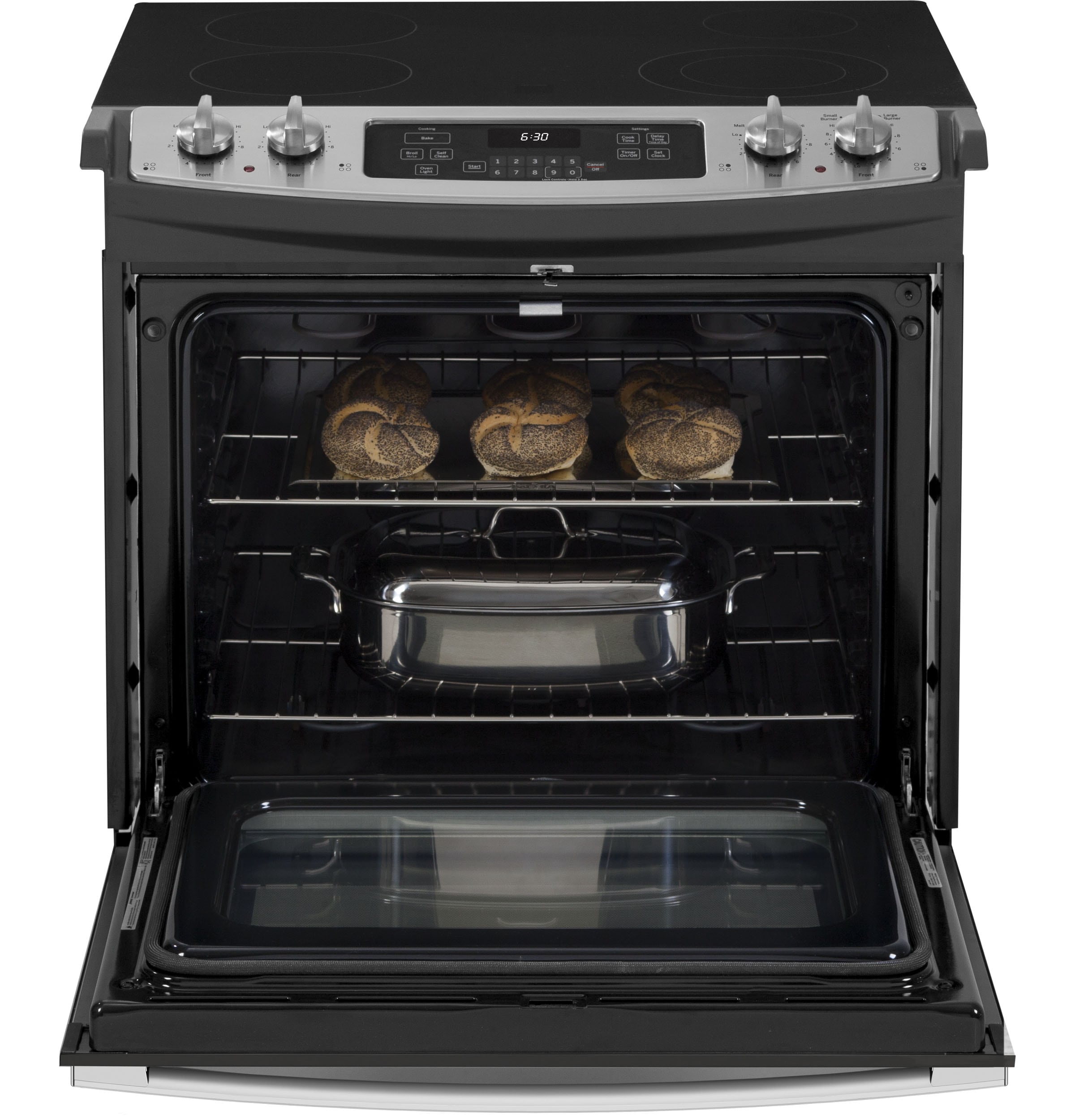 GE 30-in Glass Top 4 burners 4.4-cu ft Drop-In Electric Range ( Black )