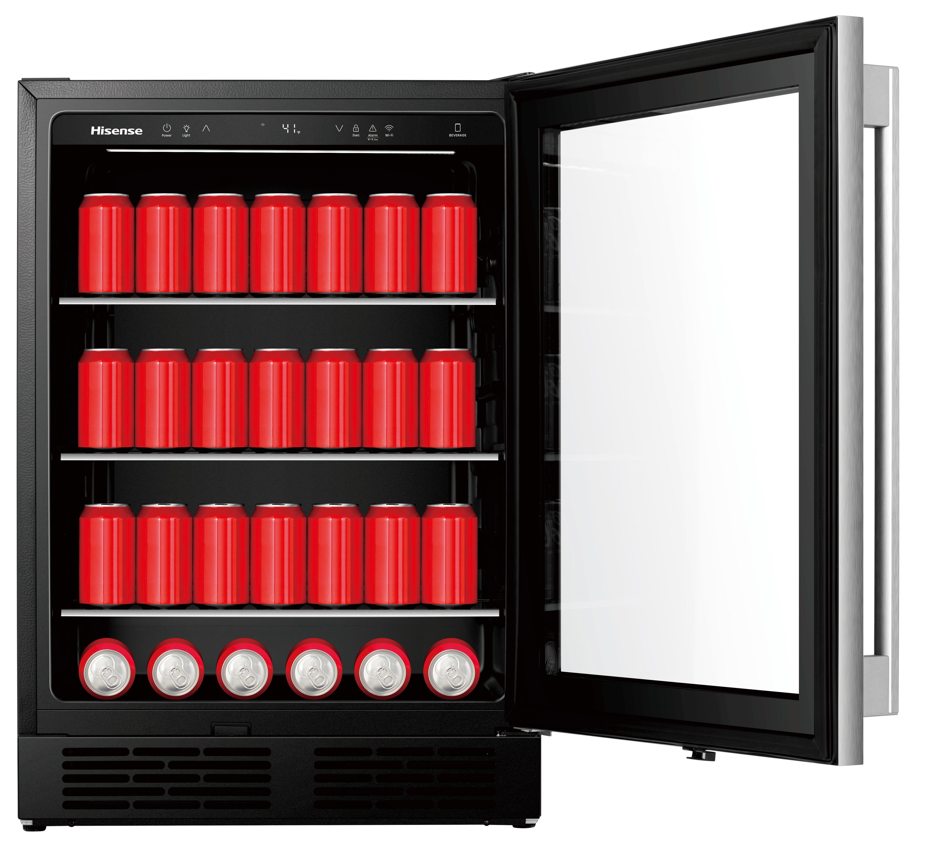 Hisense 23.4-in W 164 -Can Capacity Stainless steel Built-in/Freestanding Indoor Beverage Refrigerator with Glass Door