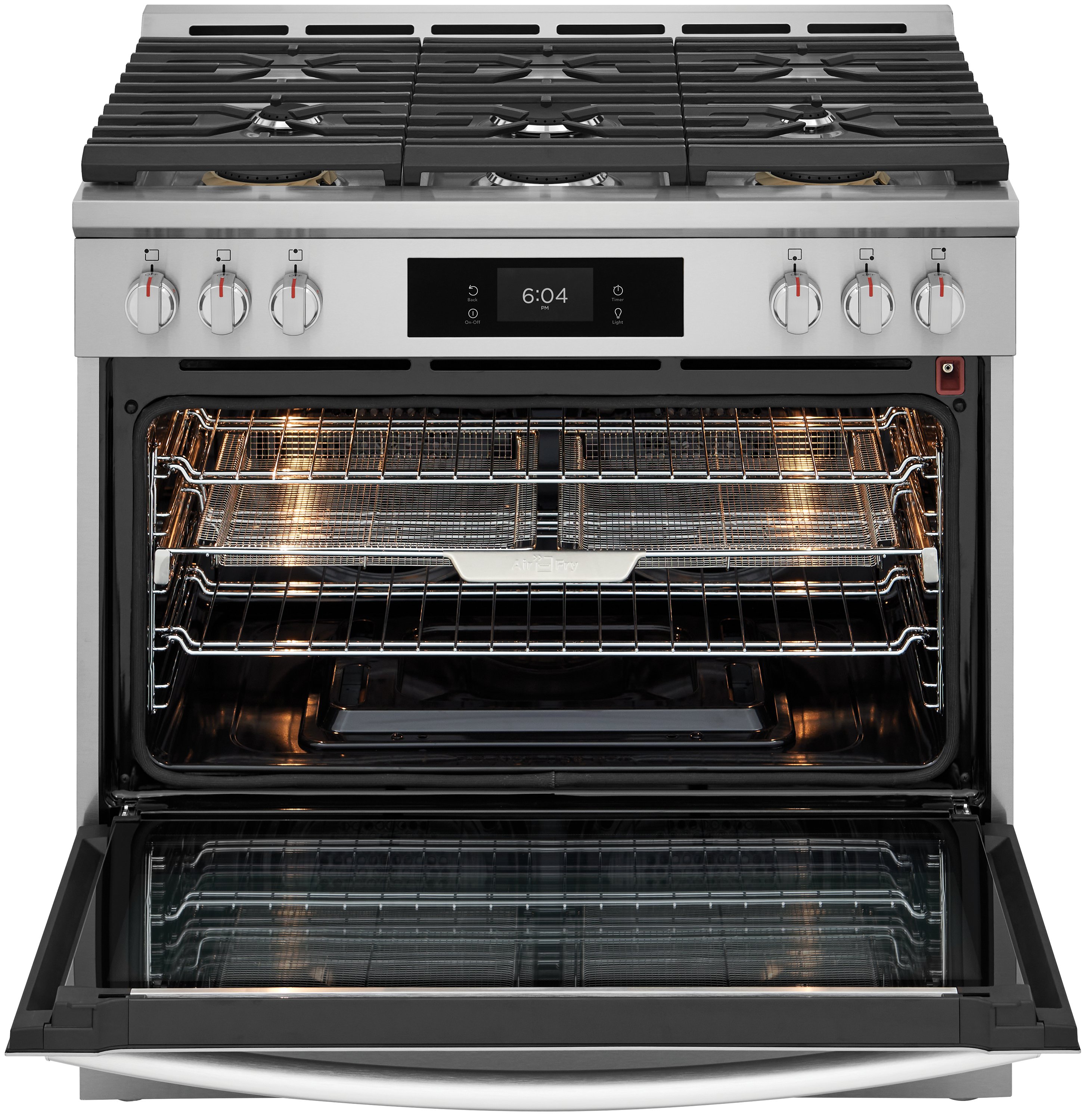 Frigidaire Gallery 36-in 6 burners 4.6-cu ft Air Fry Convection Oven Slide-In Natural Gas Range ( Fingerprint Resistant Stainless Steel )