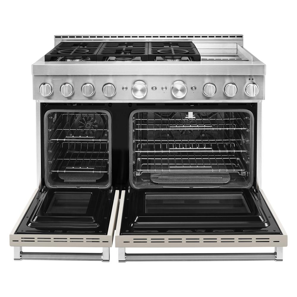 KitchenAid 48-in 6 burners 4.1-cu ft / 2.2-cu ft Convection Oven Freestanding Double Oven Gas Range ( Milkshake )