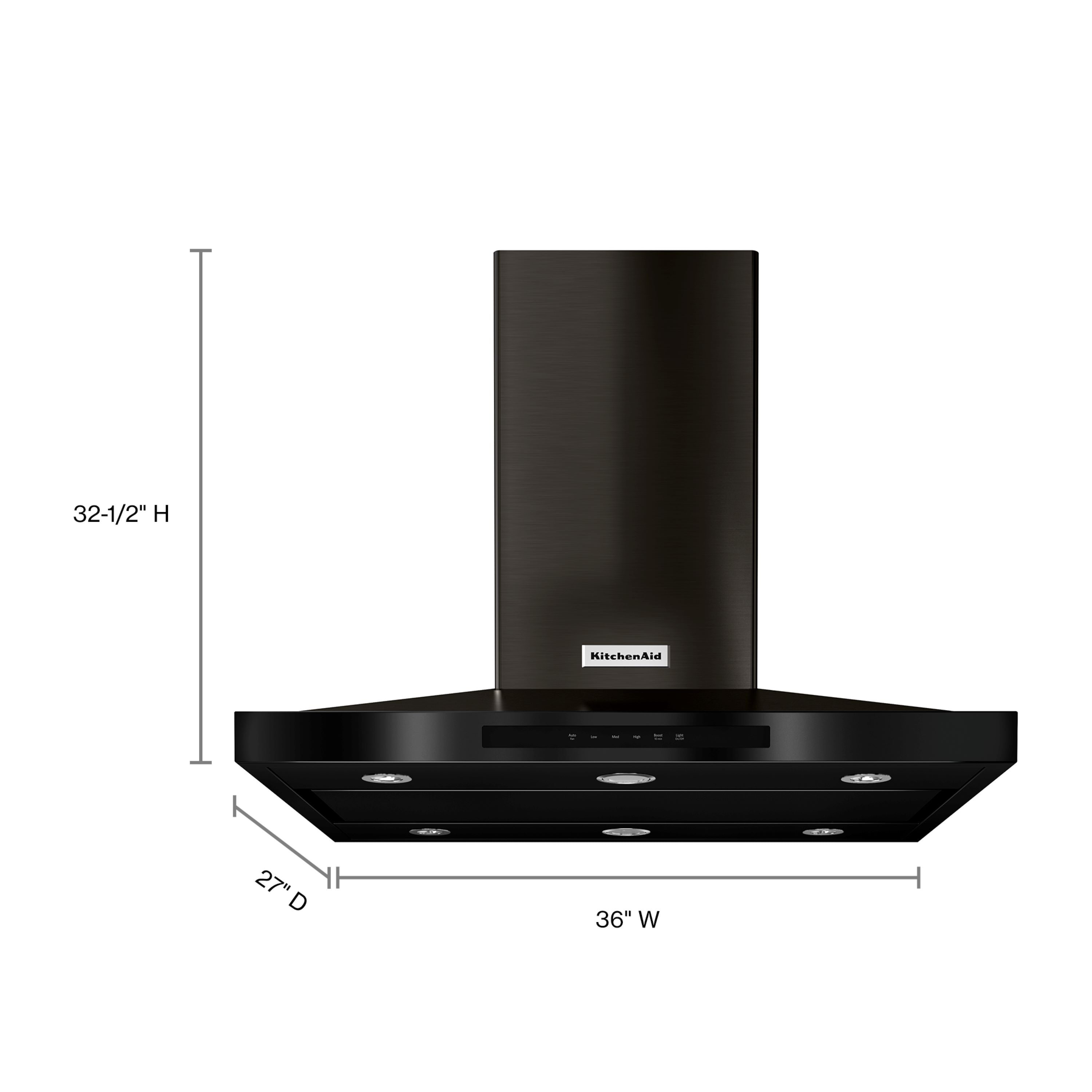 KitchenAid 36 in Convertible Black Stainless with Printshield Island Range Hood Common 36 in Actual 36 in