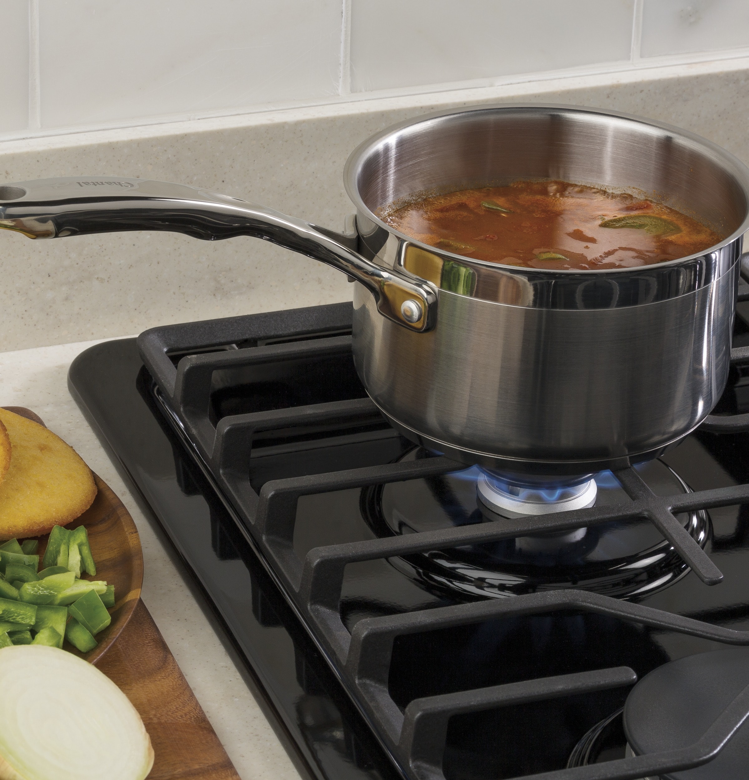 GE Profile 30-in 4 burners Stainless steel Gas Cooktop with Downdraft Exhaust